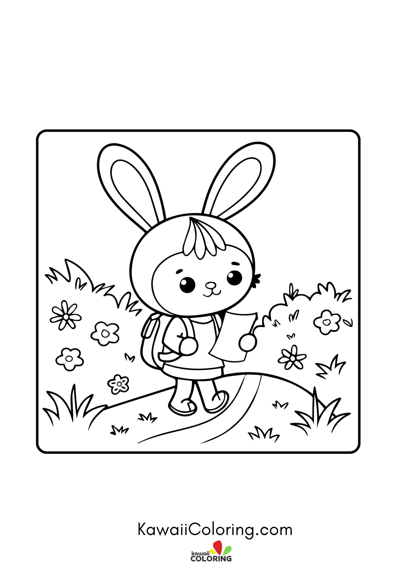Kawaii spring scene with blossoms