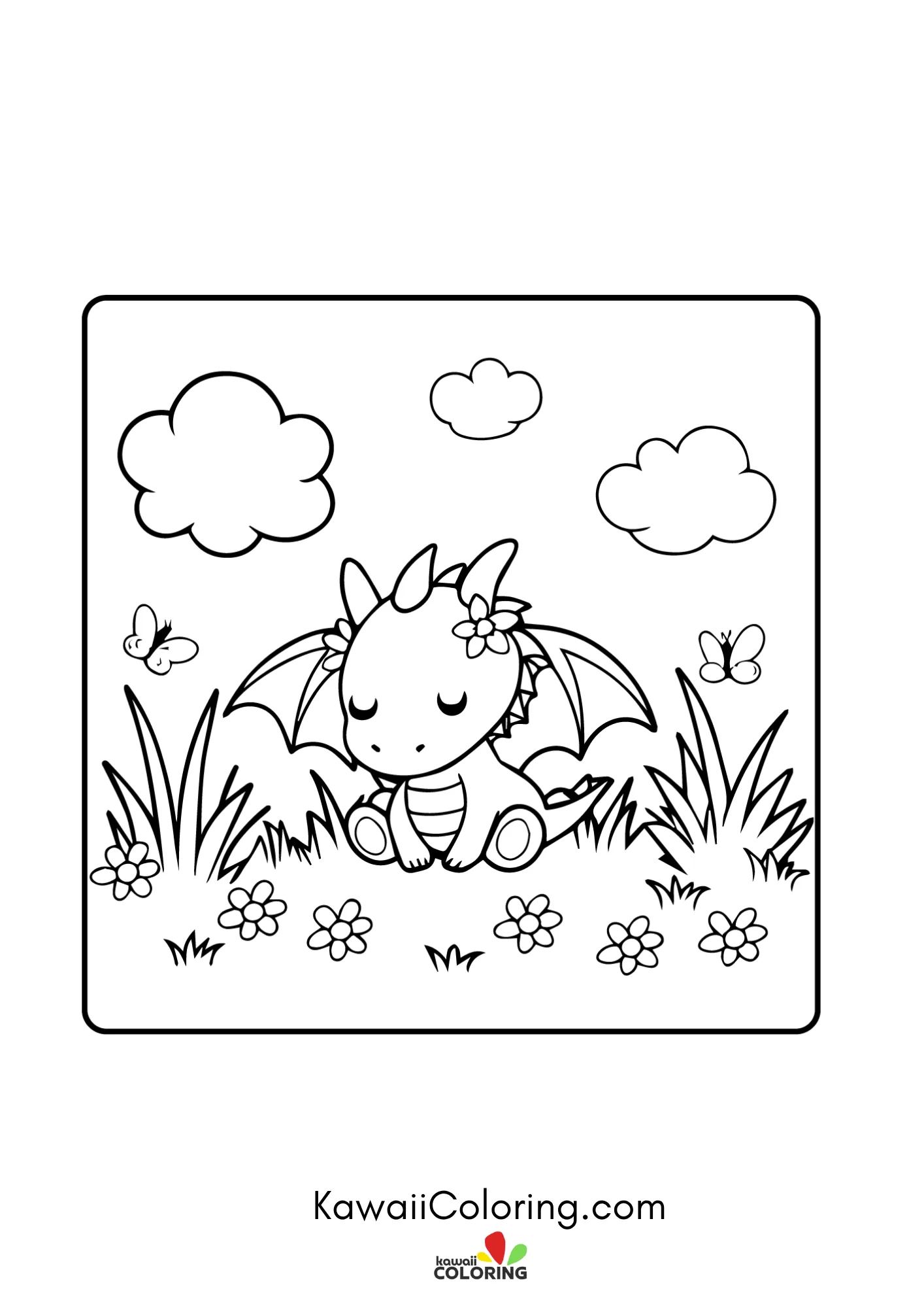 Smiling flower garden coloring page