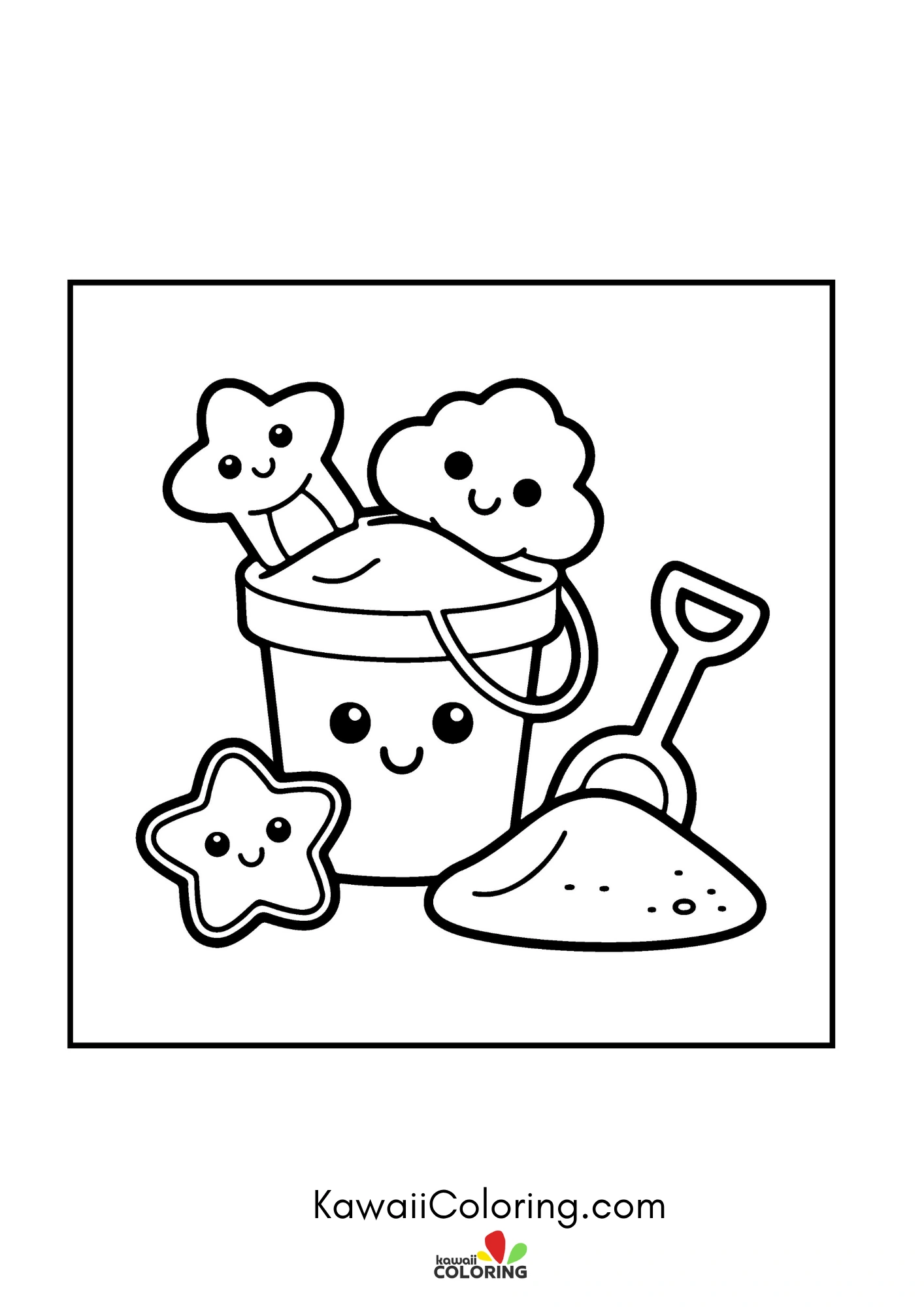 Kawaii beach character with playful accents