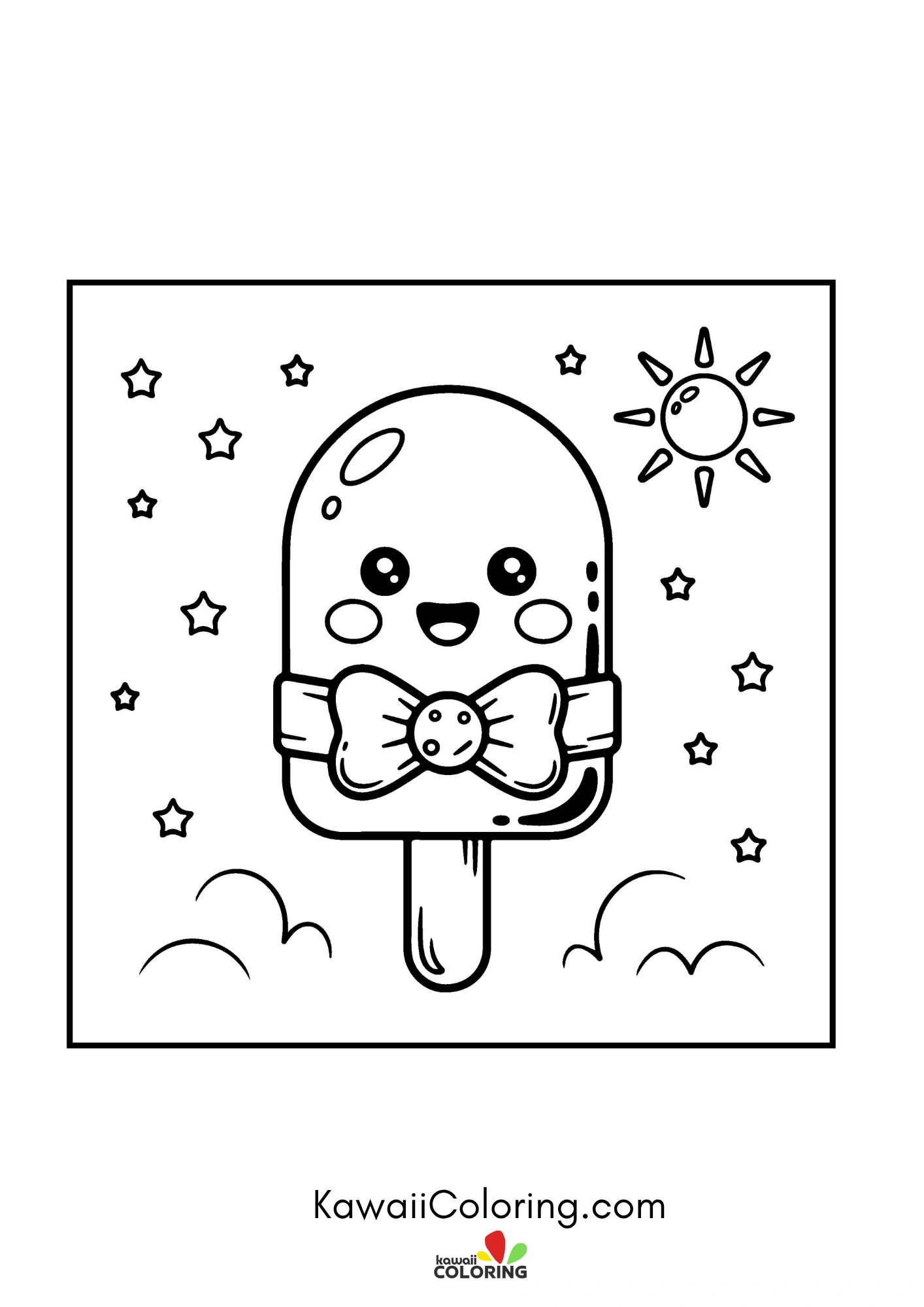 Kawaii beach character with playful accents