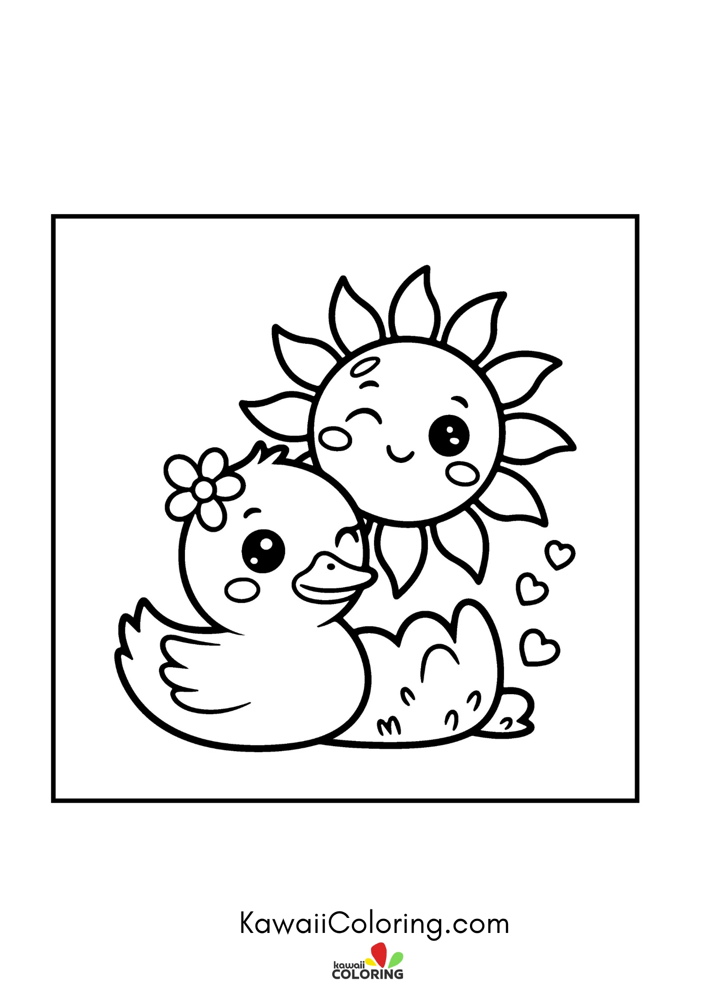 Summer coloring page with sunshine