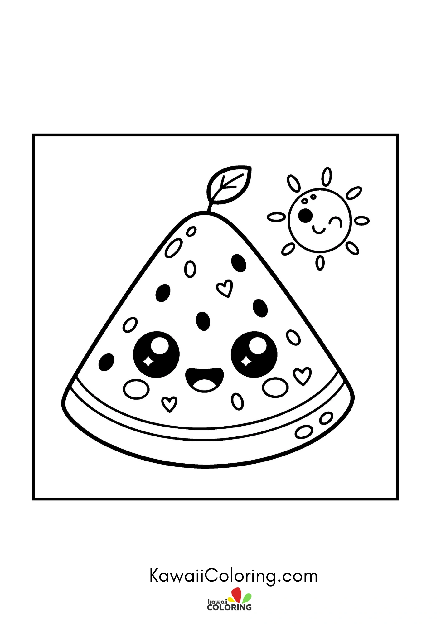 Summer coloring page with sunshine