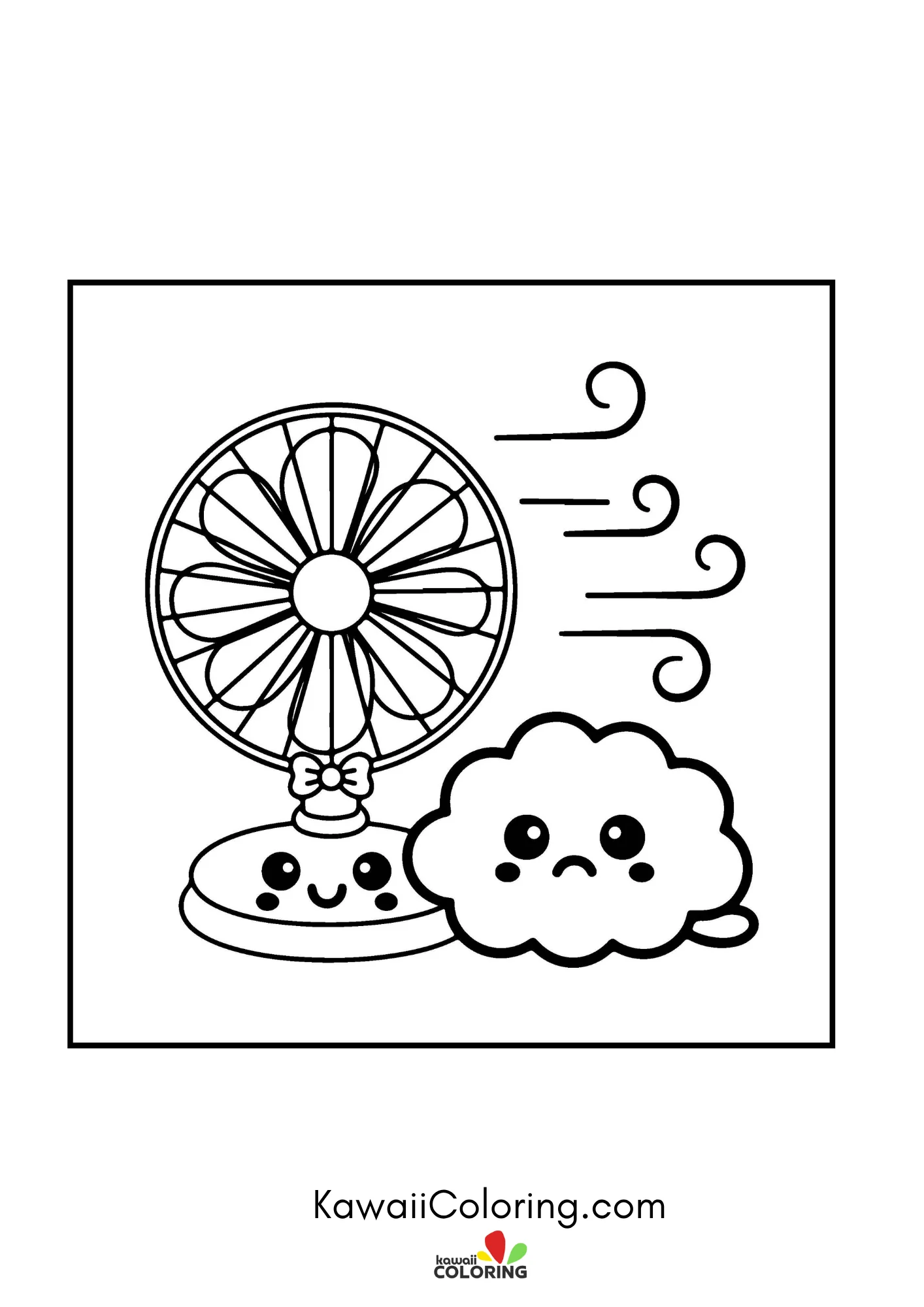 Summer coloring page with sunshine