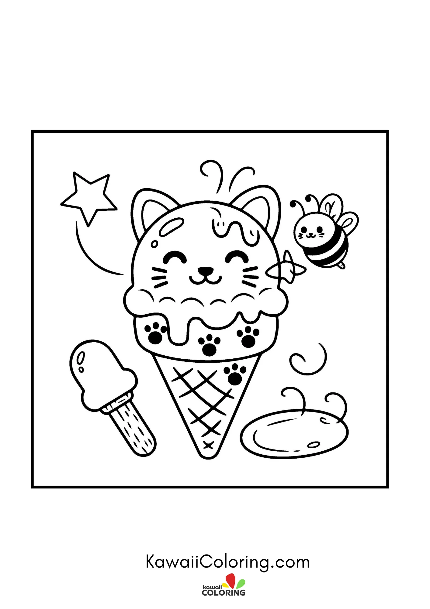 Kawaii beach character with playful accents