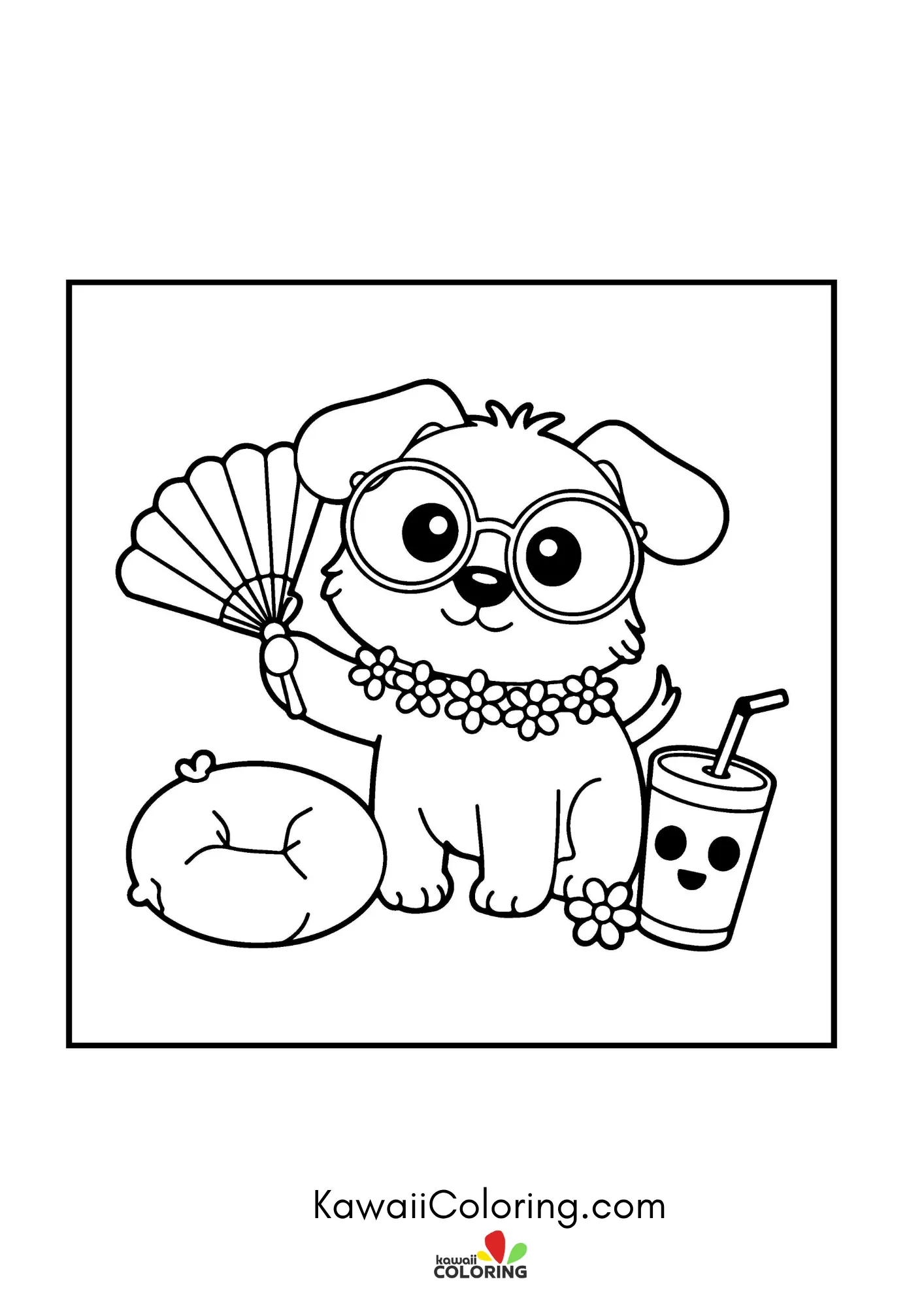 Summer coloring page with sunshine
