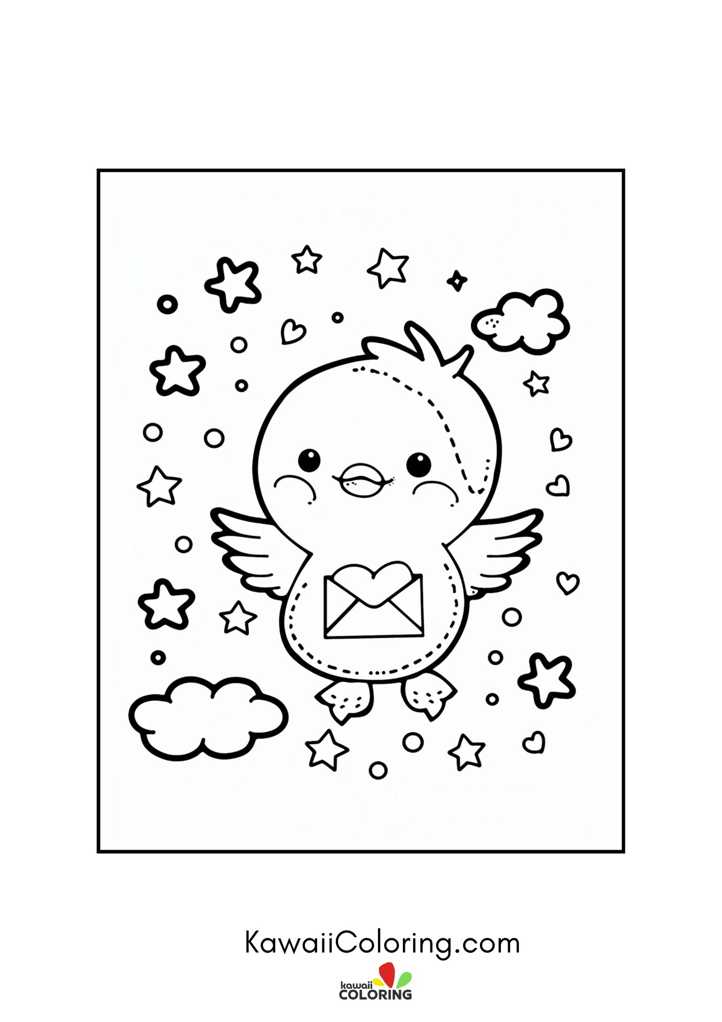 Cute heart-filled coloring page