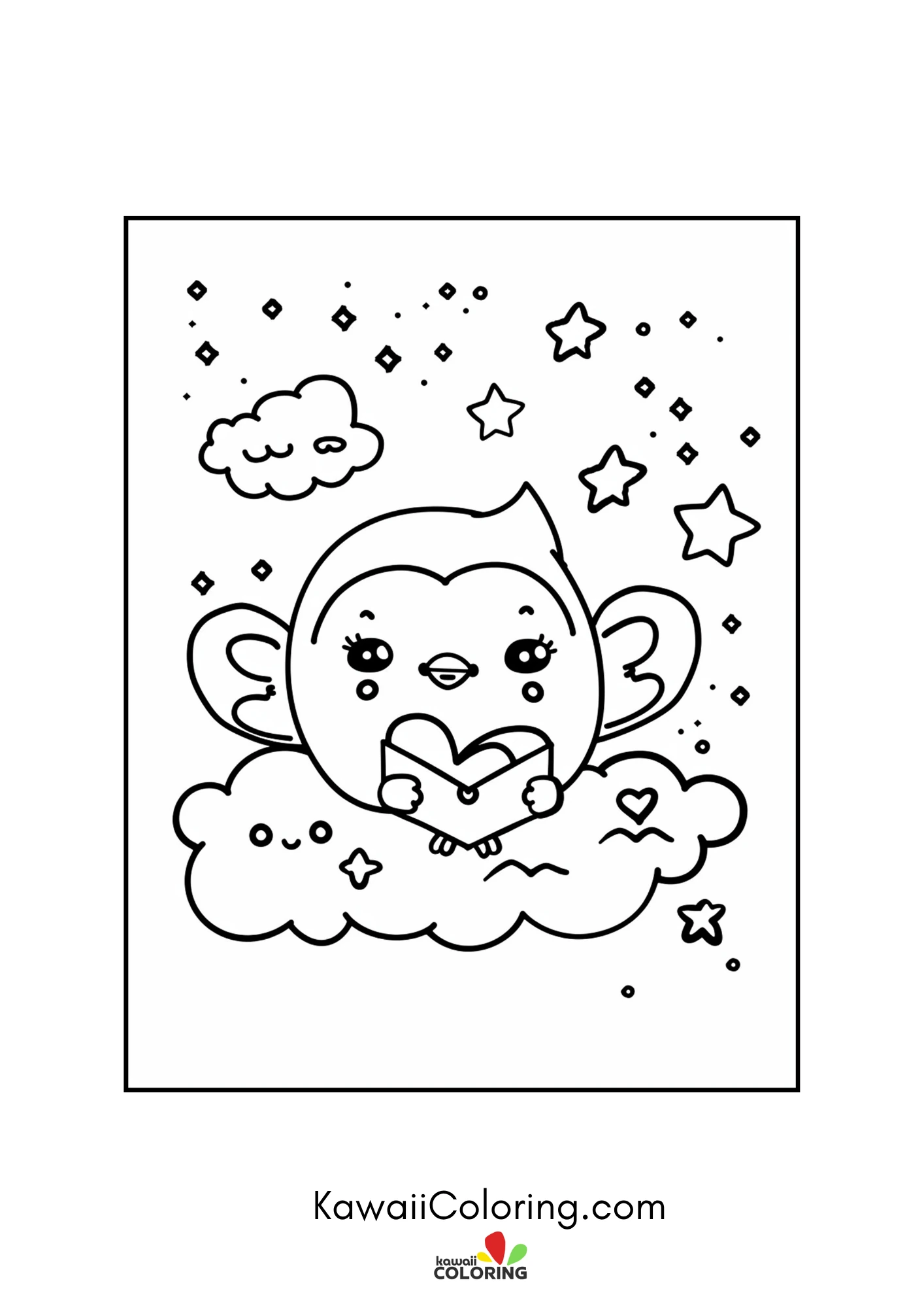 Cute Valentine character with hearts
