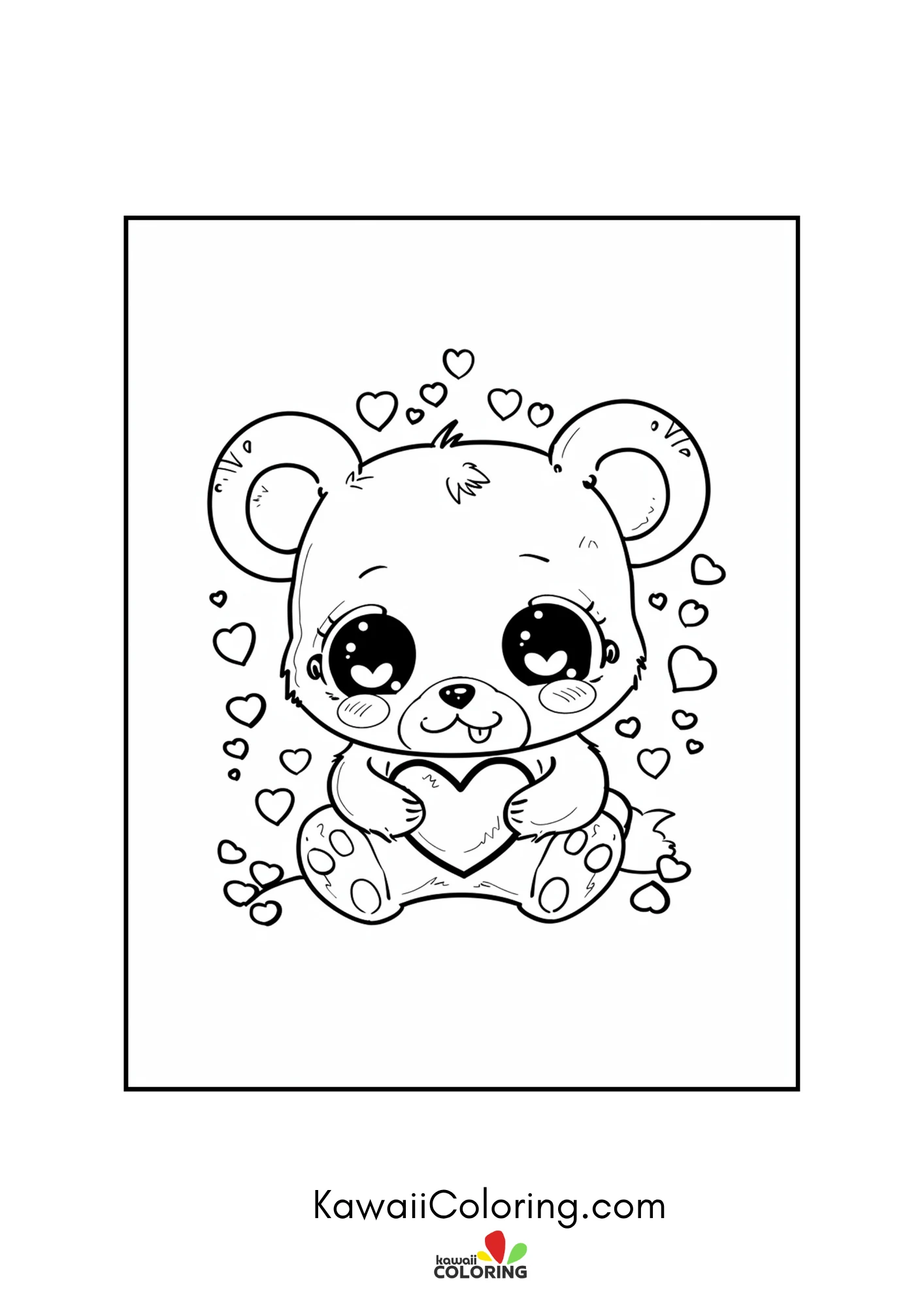 Cute heart-filled coloring page