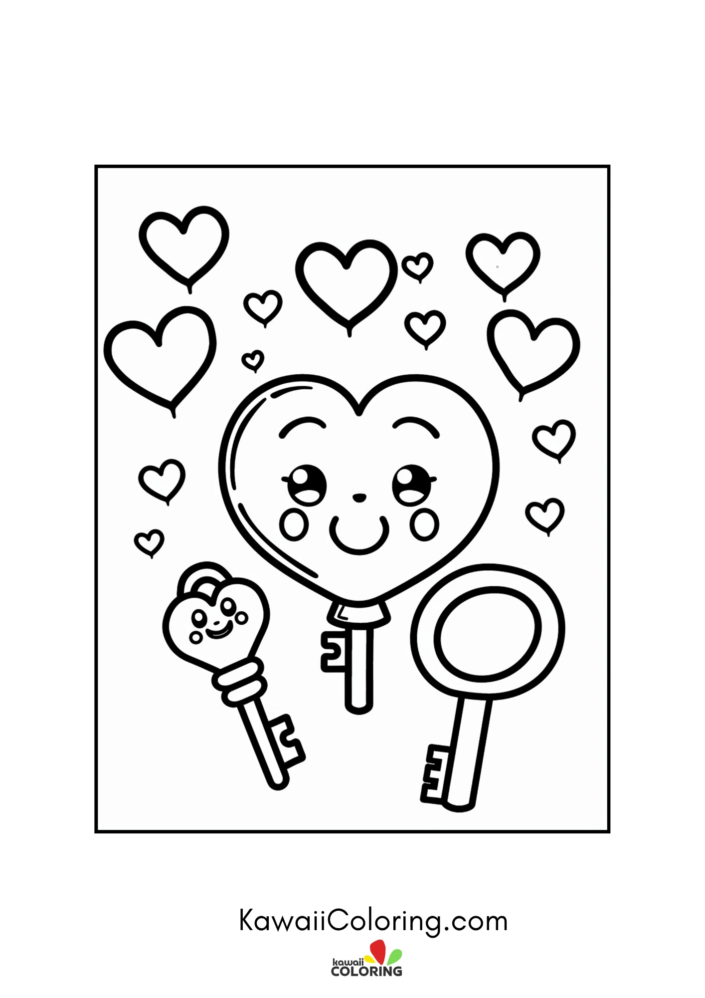 Cute Valentine character with hearts