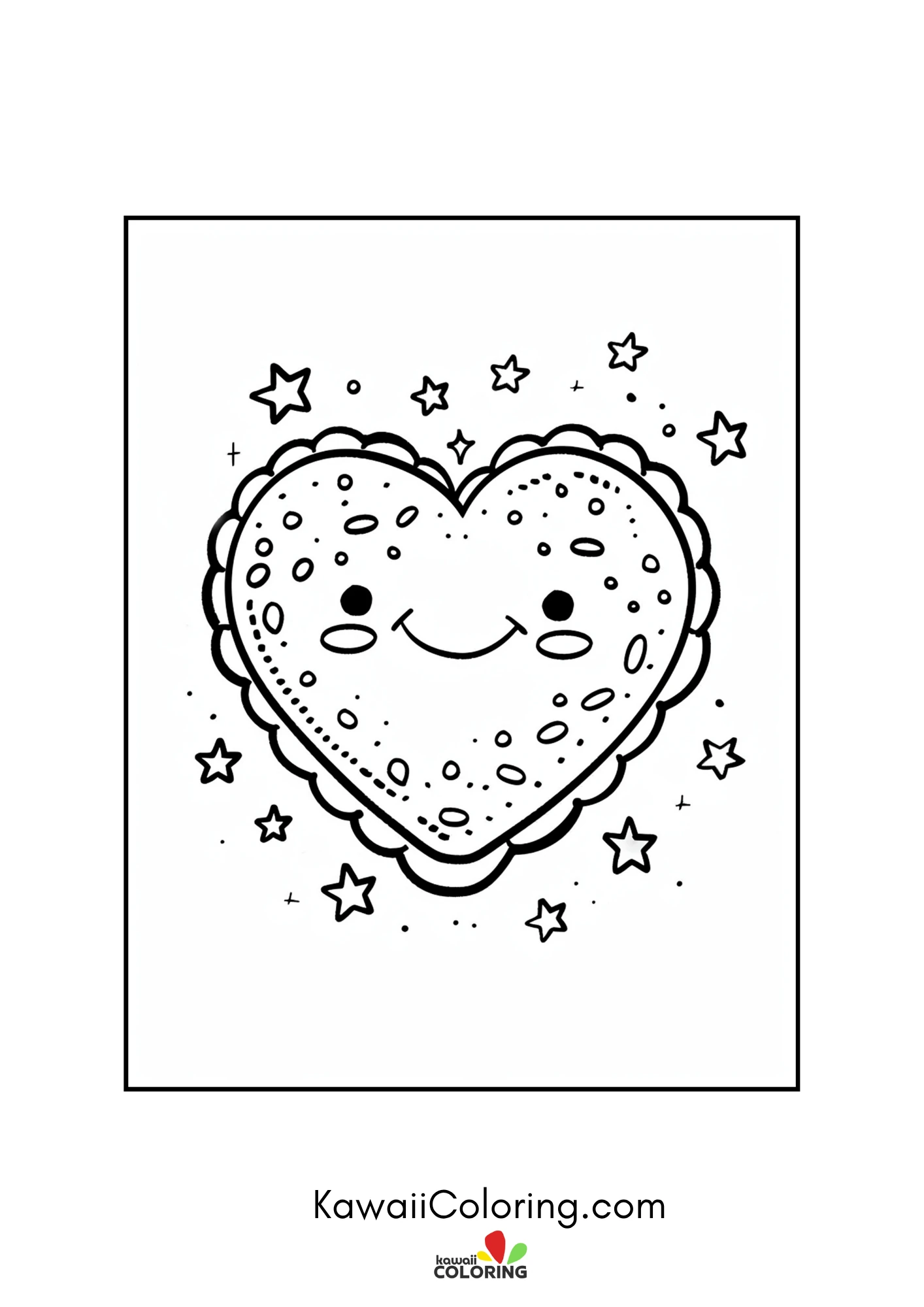 Kawaii love-themed coloring page