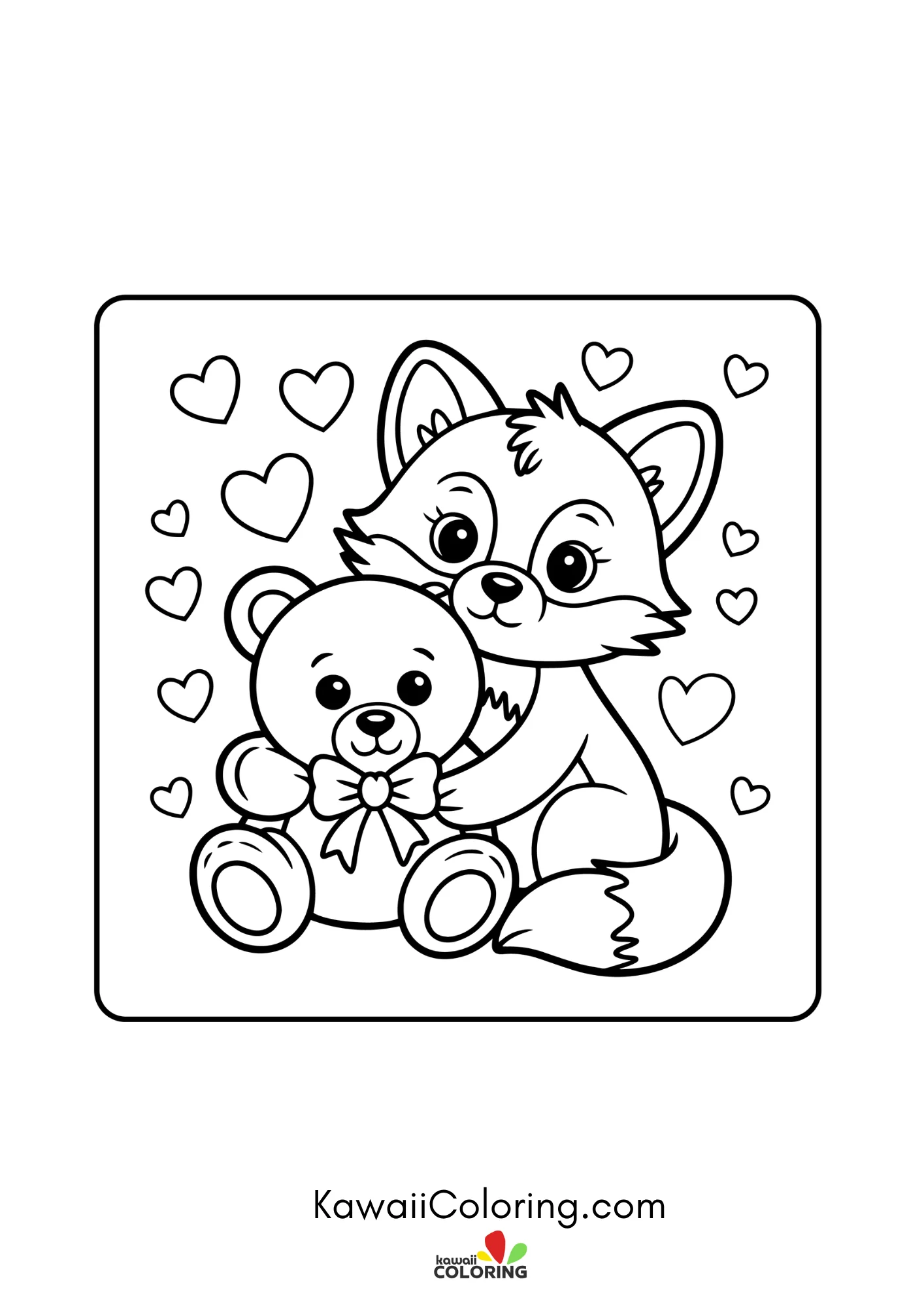 Cute heart-filled coloring page