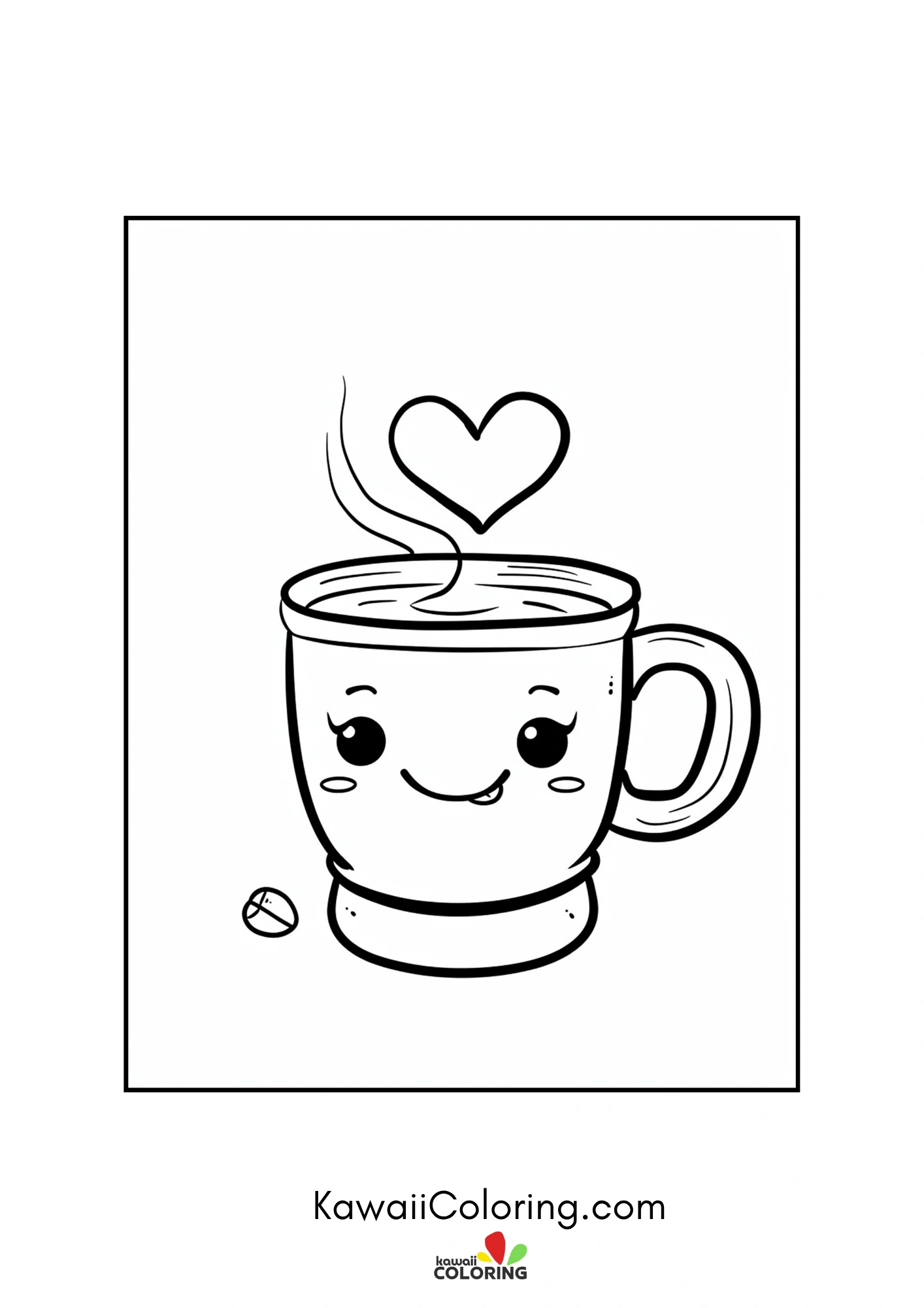 Smiling character surrounded by hearts