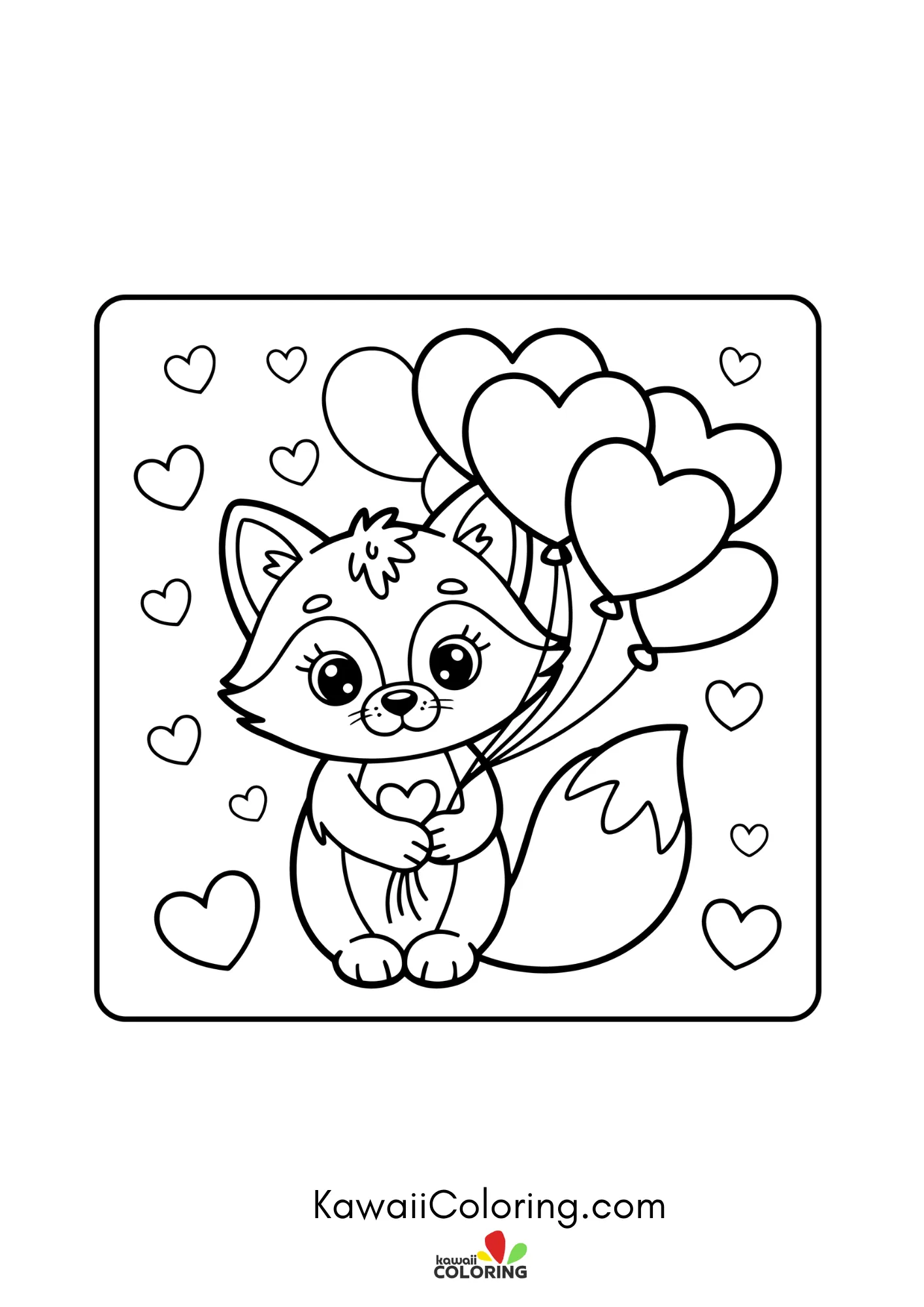 Cute heart-filled coloring page