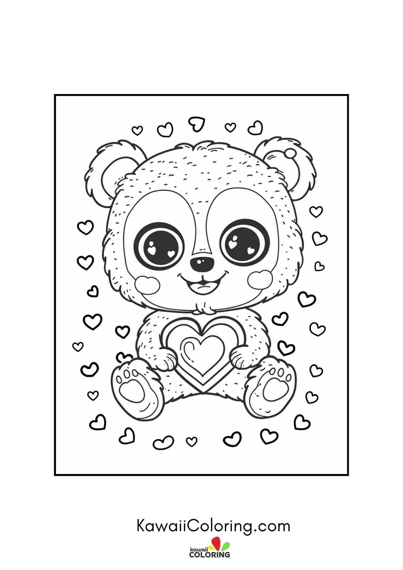 Smiling character surrounded by hearts