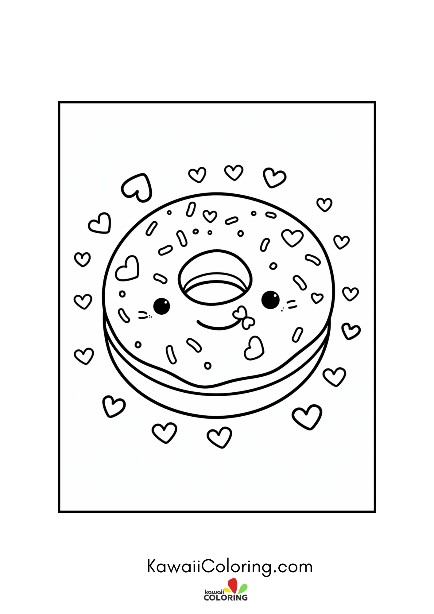 Cute heart-filled coloring page