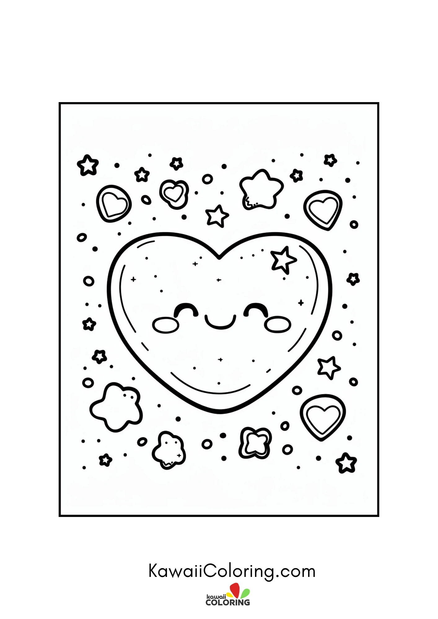 Cute heart-filled coloring page