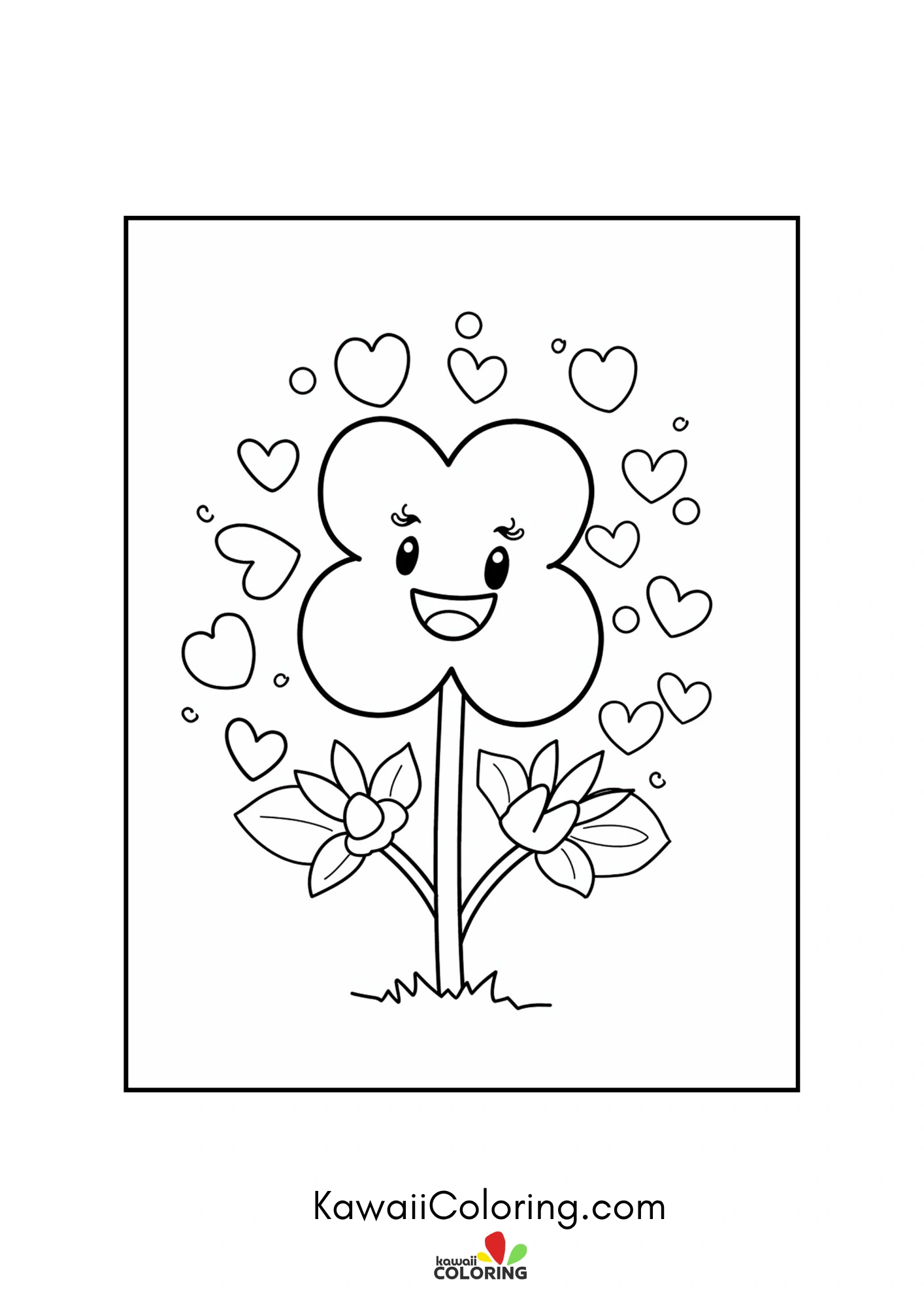 Cute heart-filled coloring page