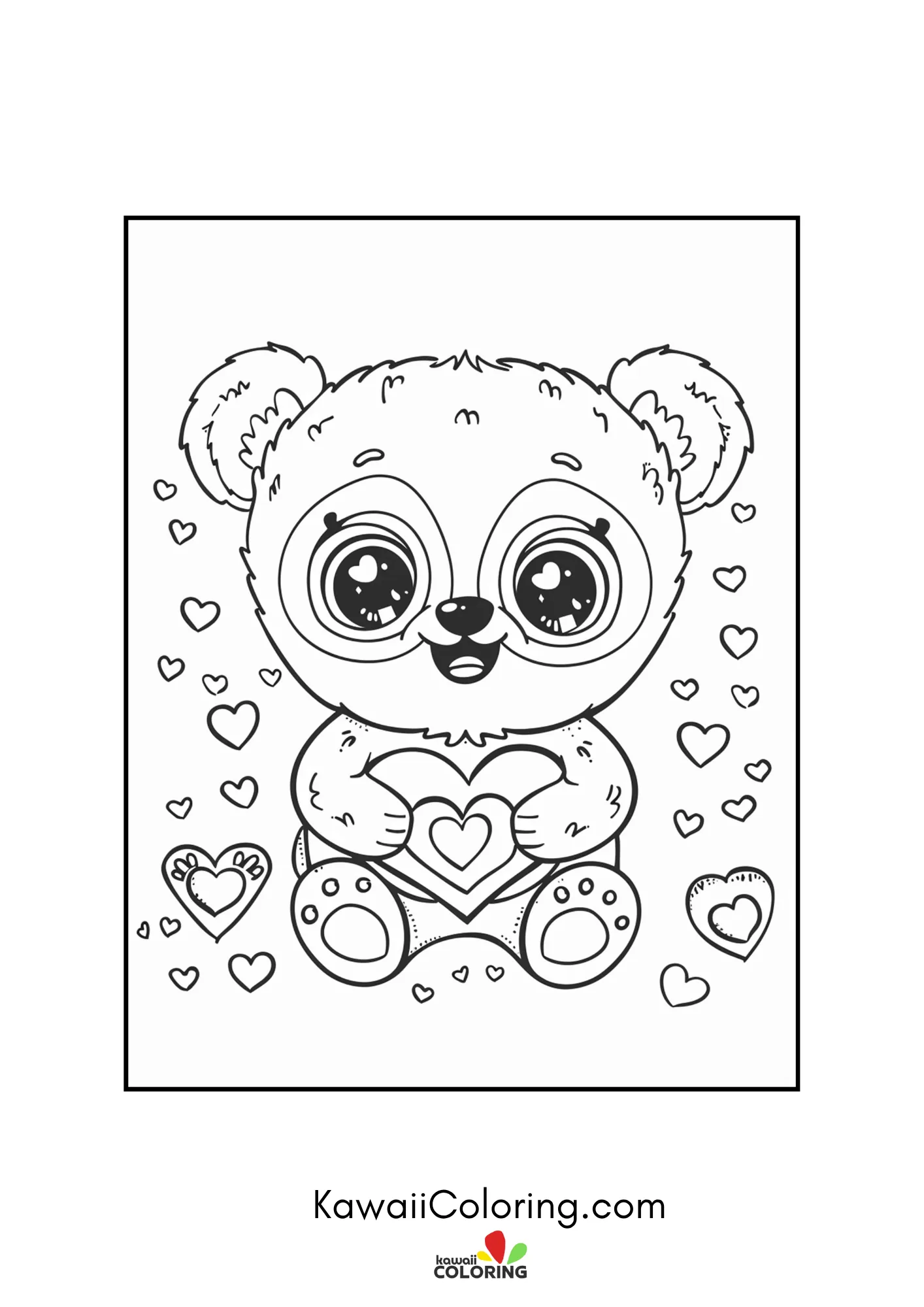 Cute Valentine character with hearts