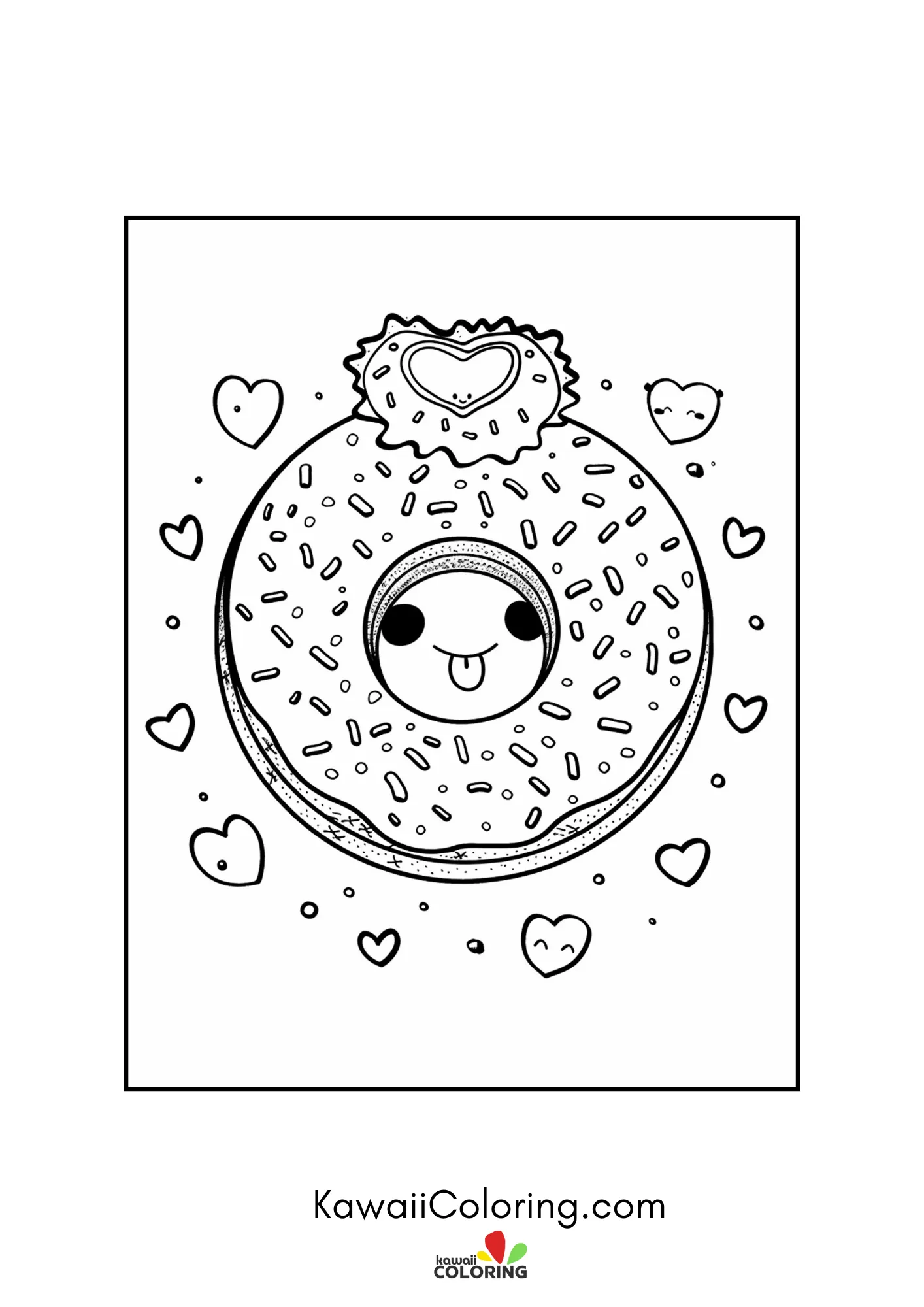 Cute heart-filled coloring page