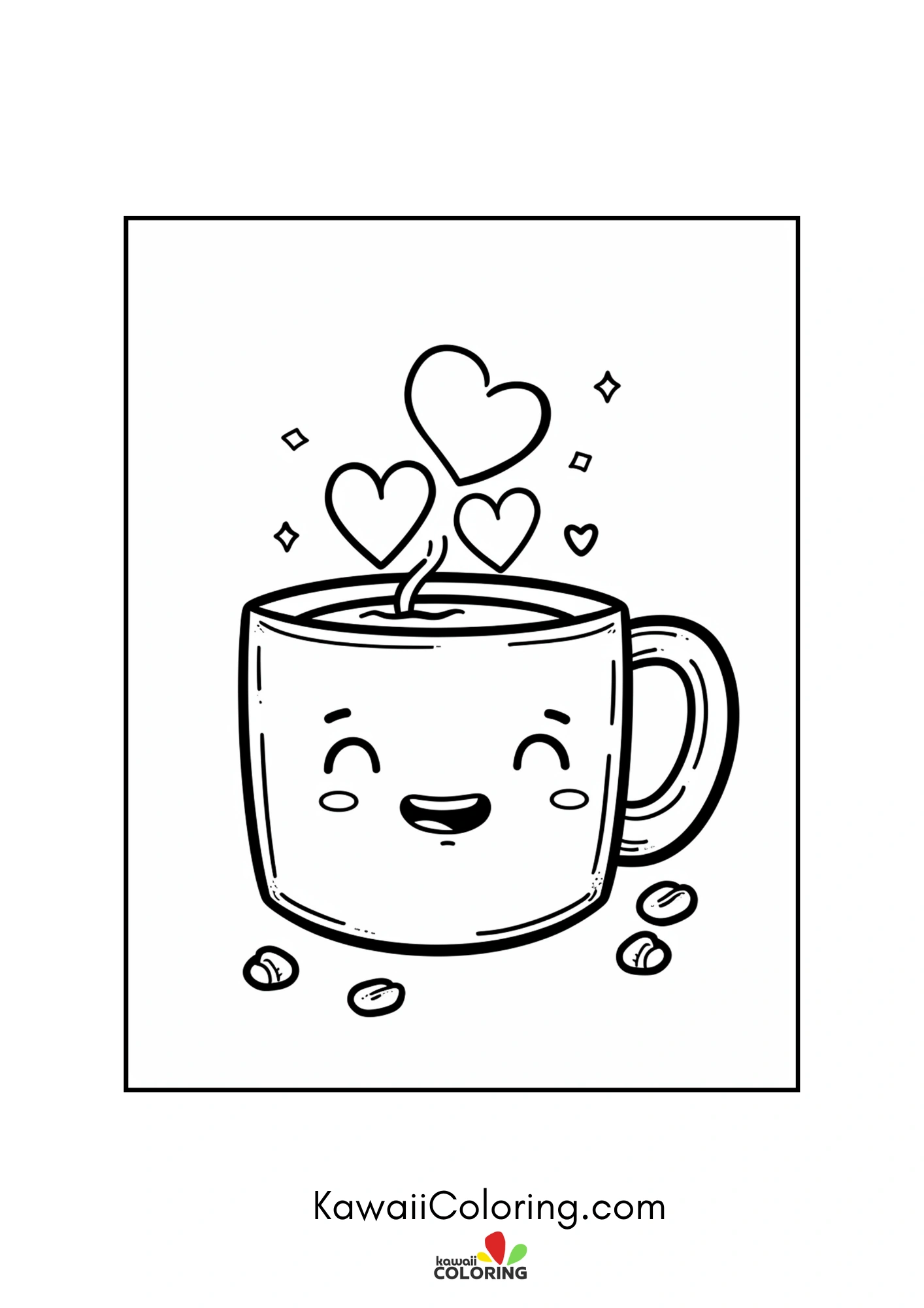 Cute heart-filled coloring page