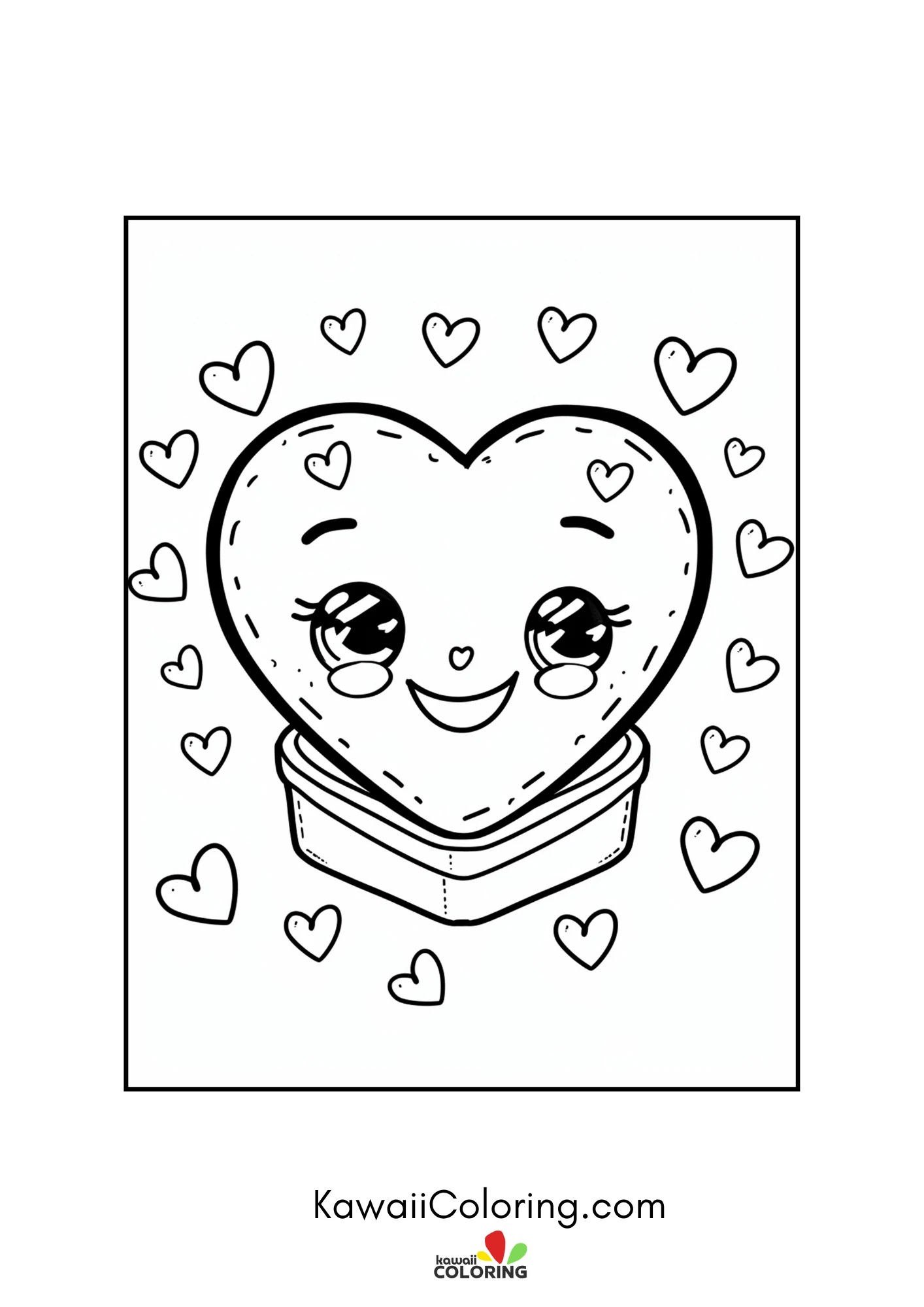 Cute heart-filled coloring page
