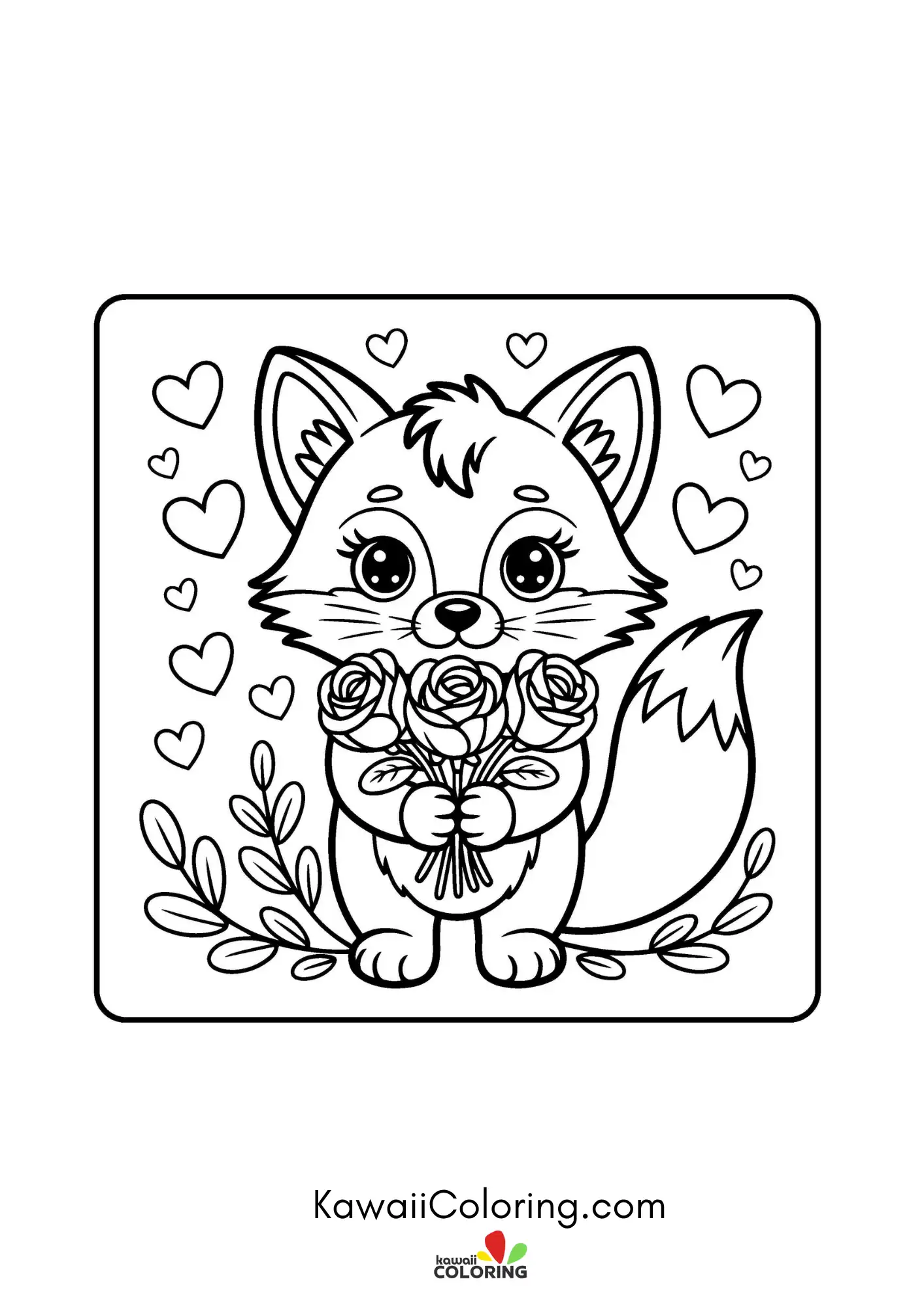 Cute Valentine character with hearts