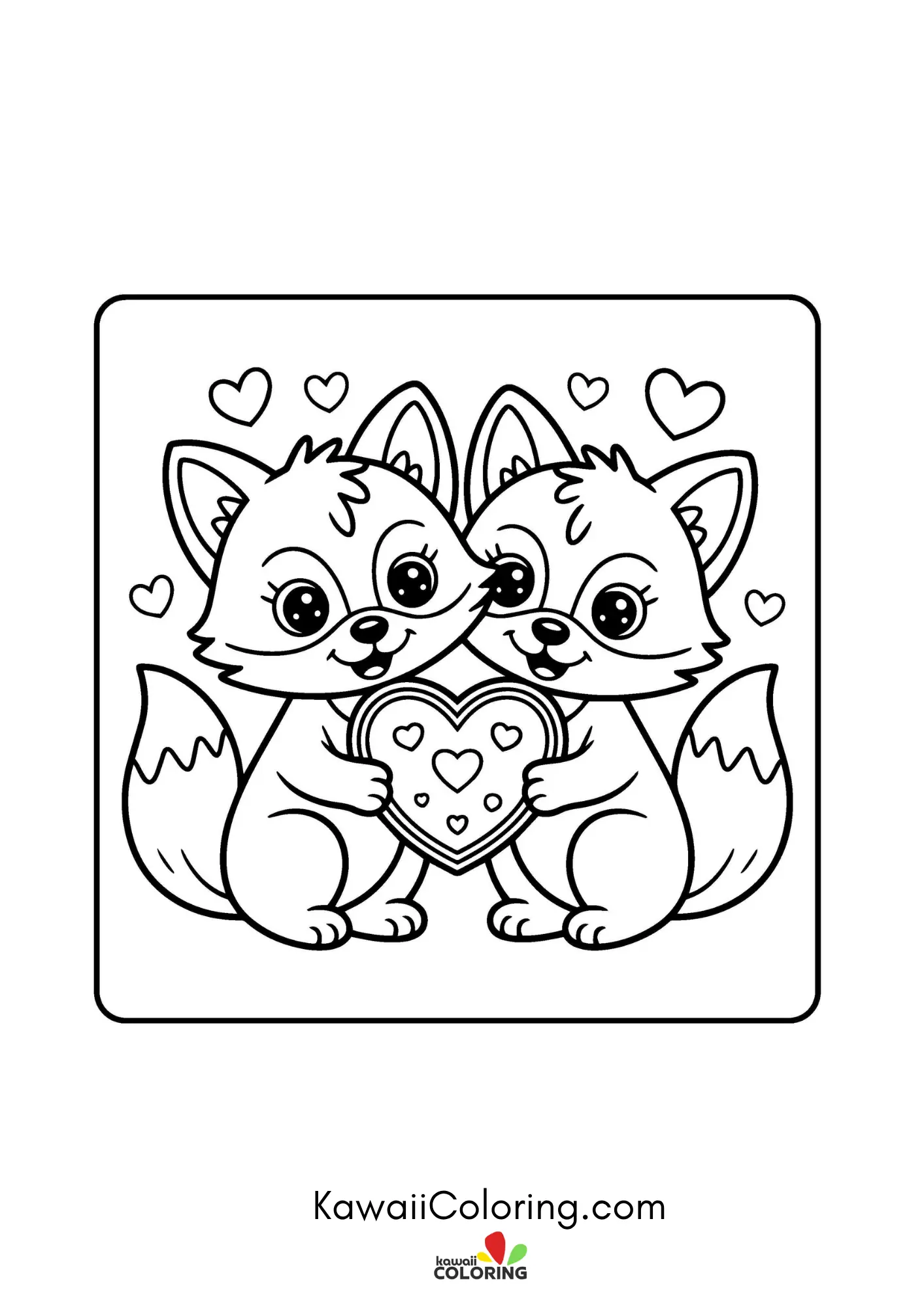 Cute heart-filled coloring page