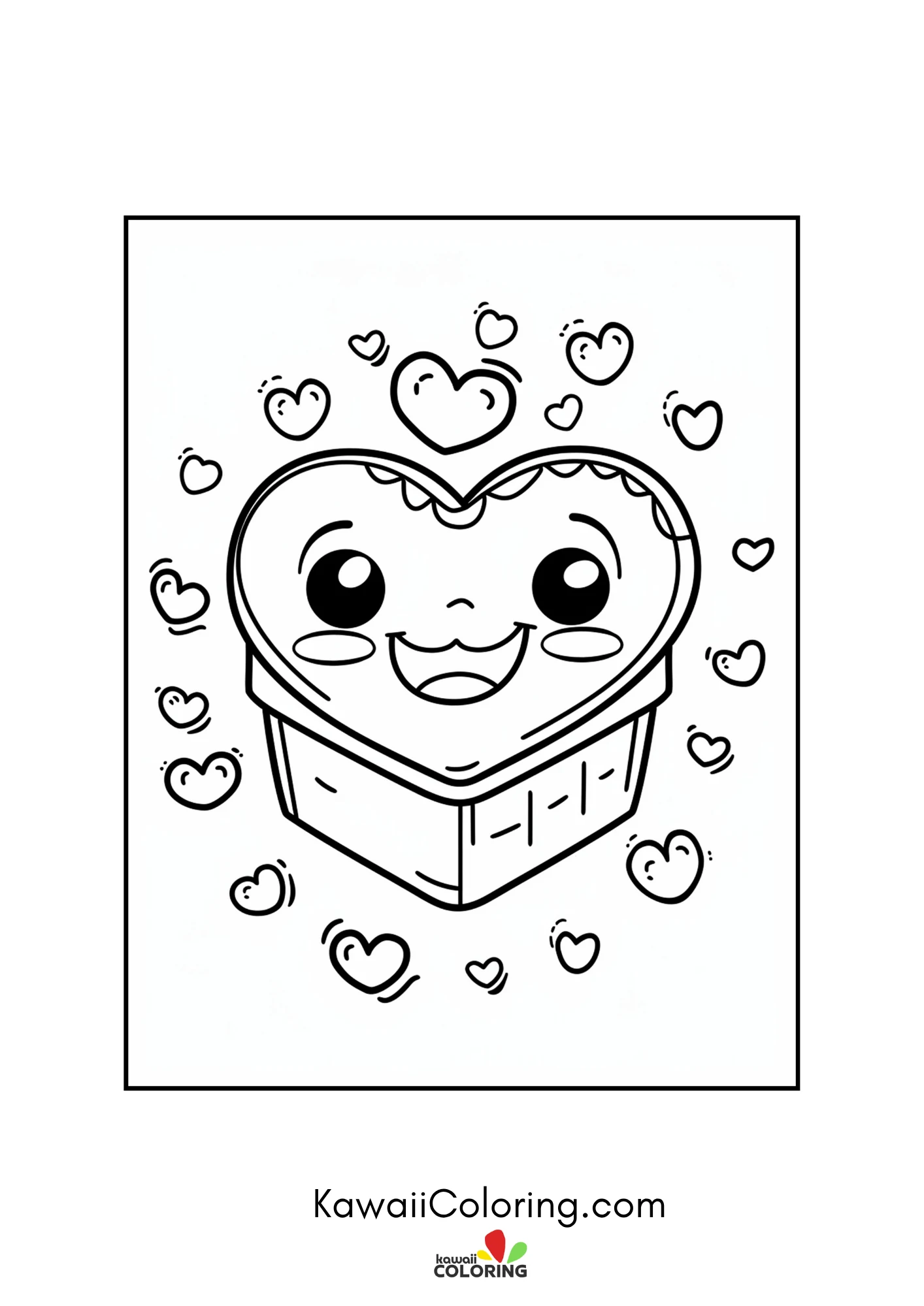 Cute heart-filled coloring page