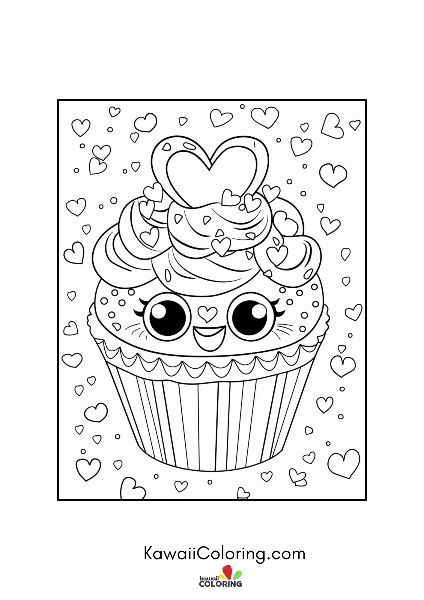 Cute Valentine character with hearts