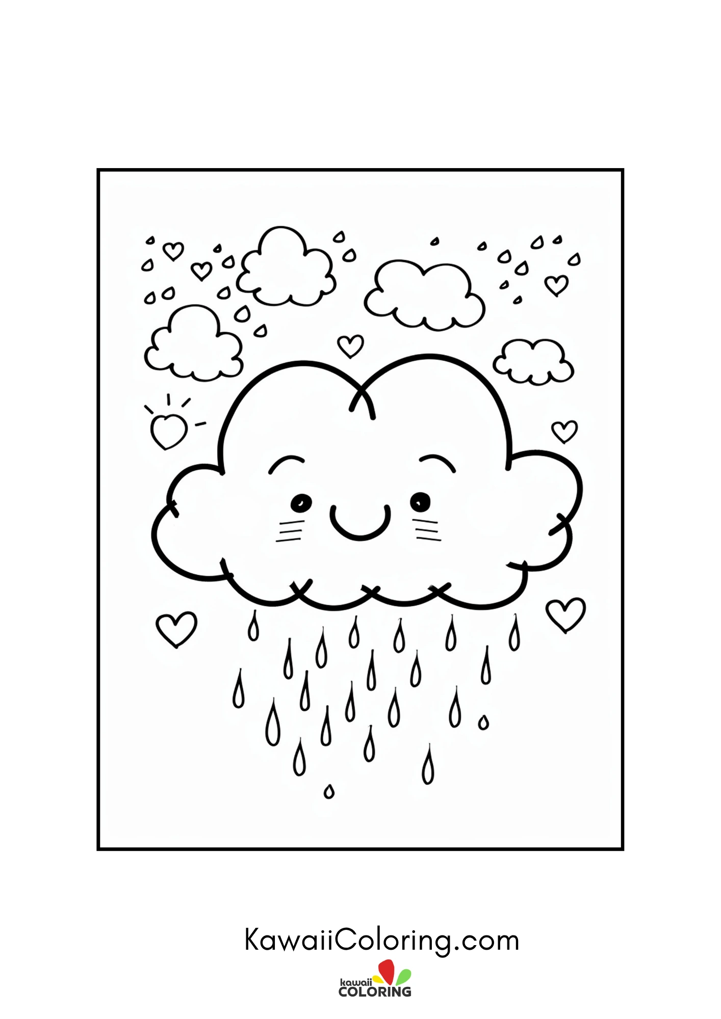 Smiling character surrounded by hearts