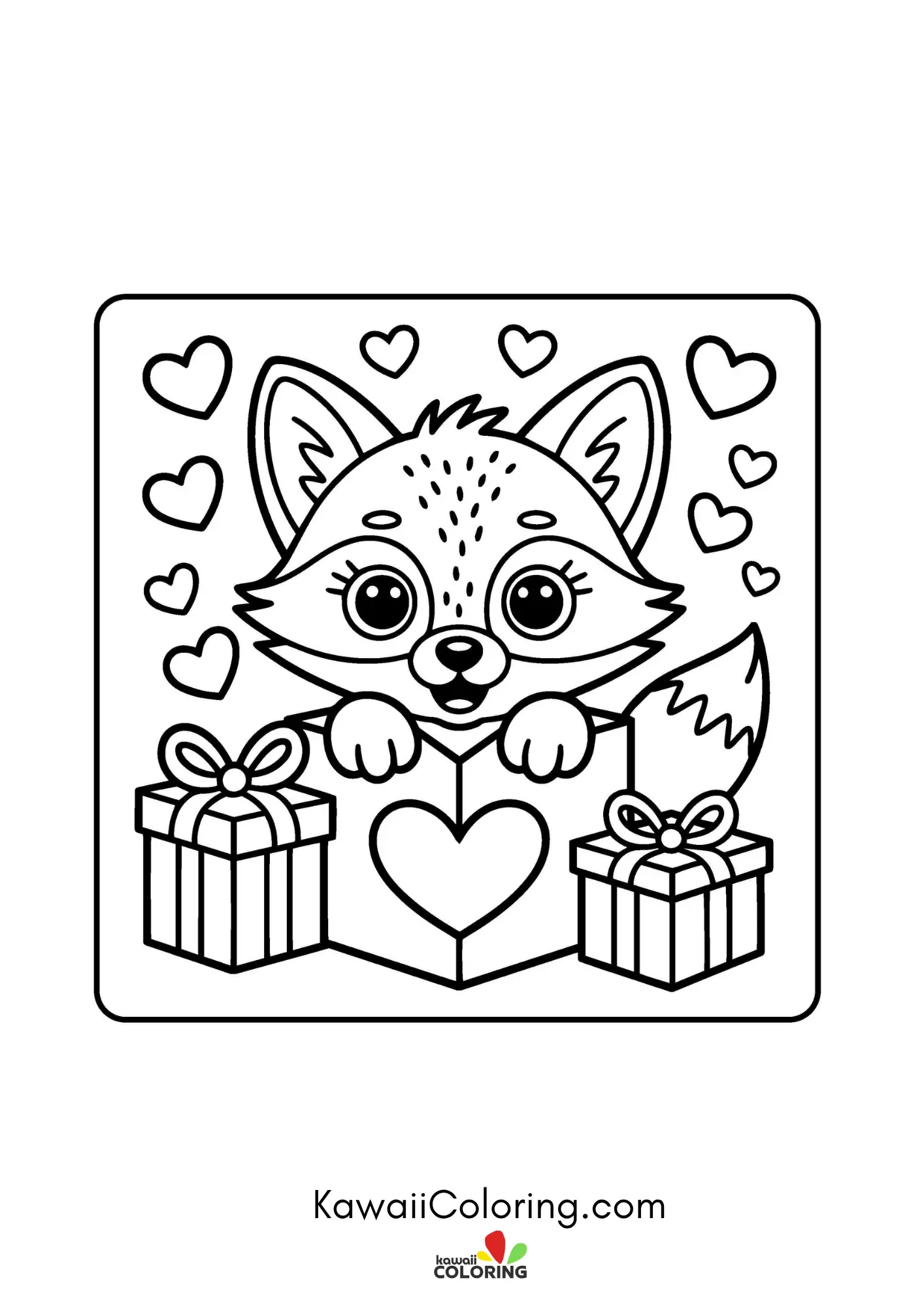Cute heart-filled coloring page