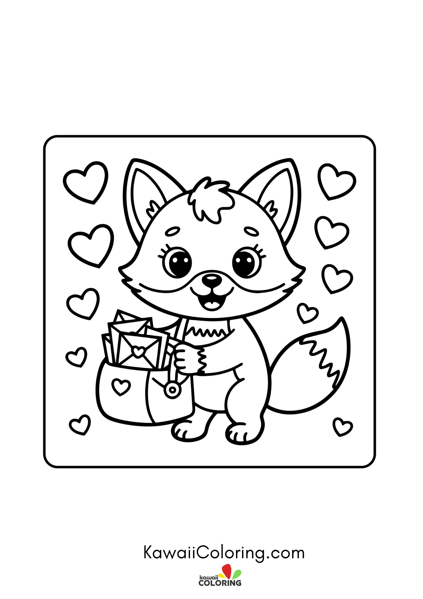 Cute Valentine character with hearts
