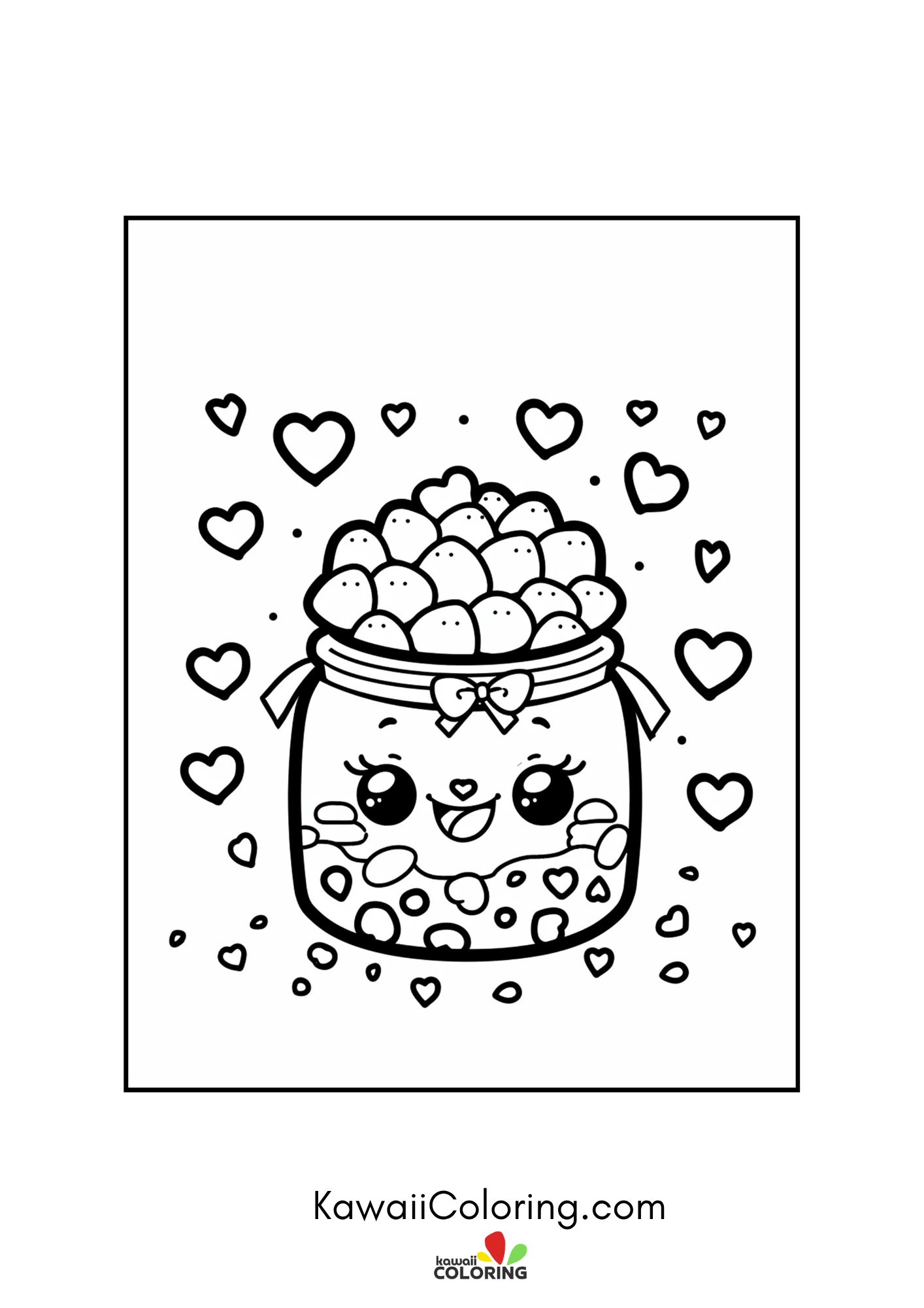 Cute heart-filled coloring page