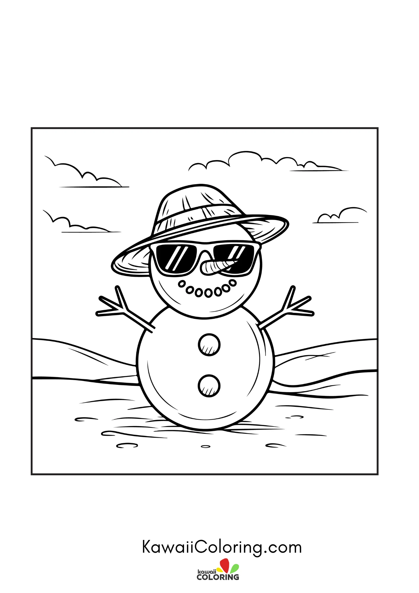 Cute winter character with snowflakes
