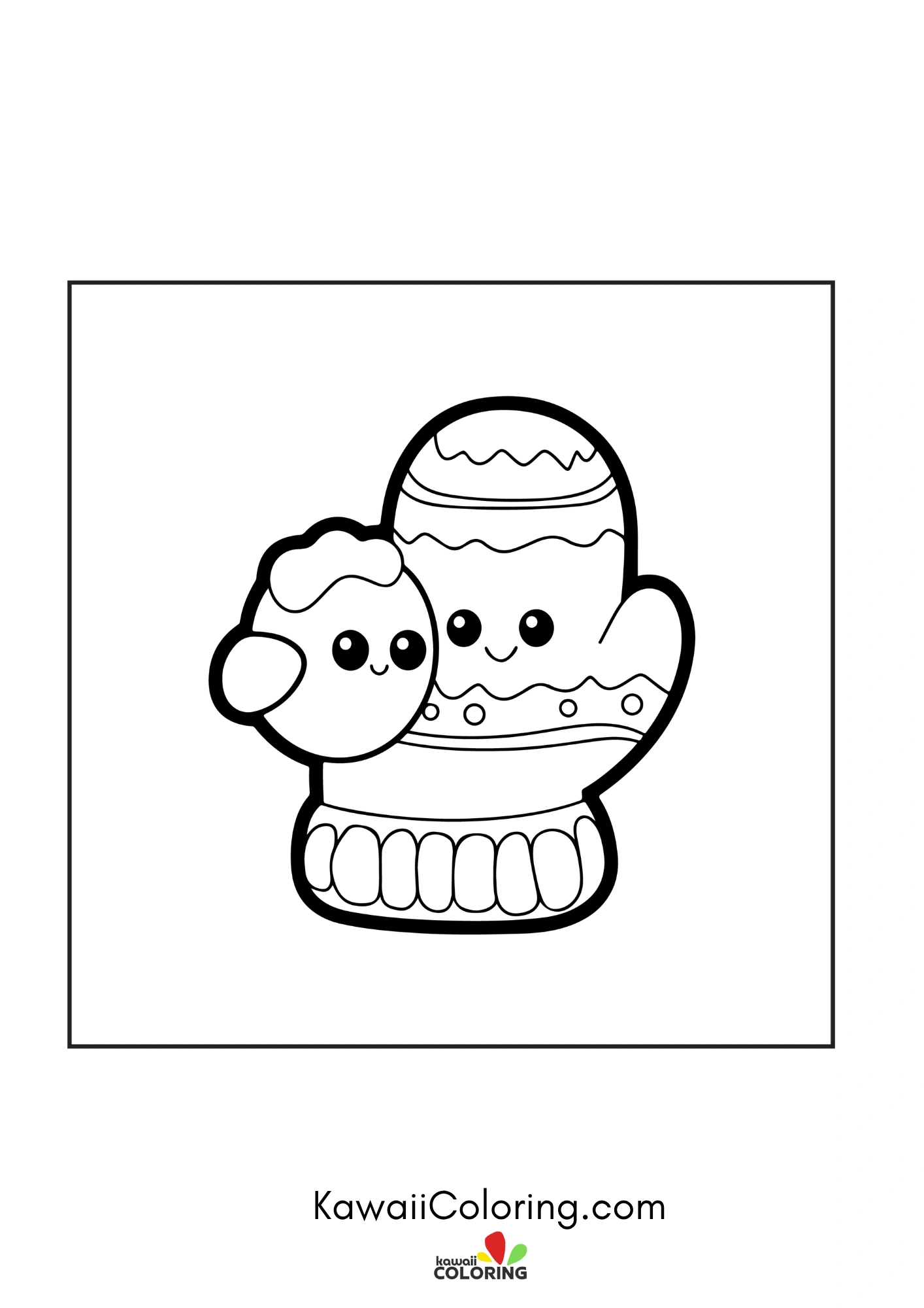 Kawaii snowy scene with cozy details