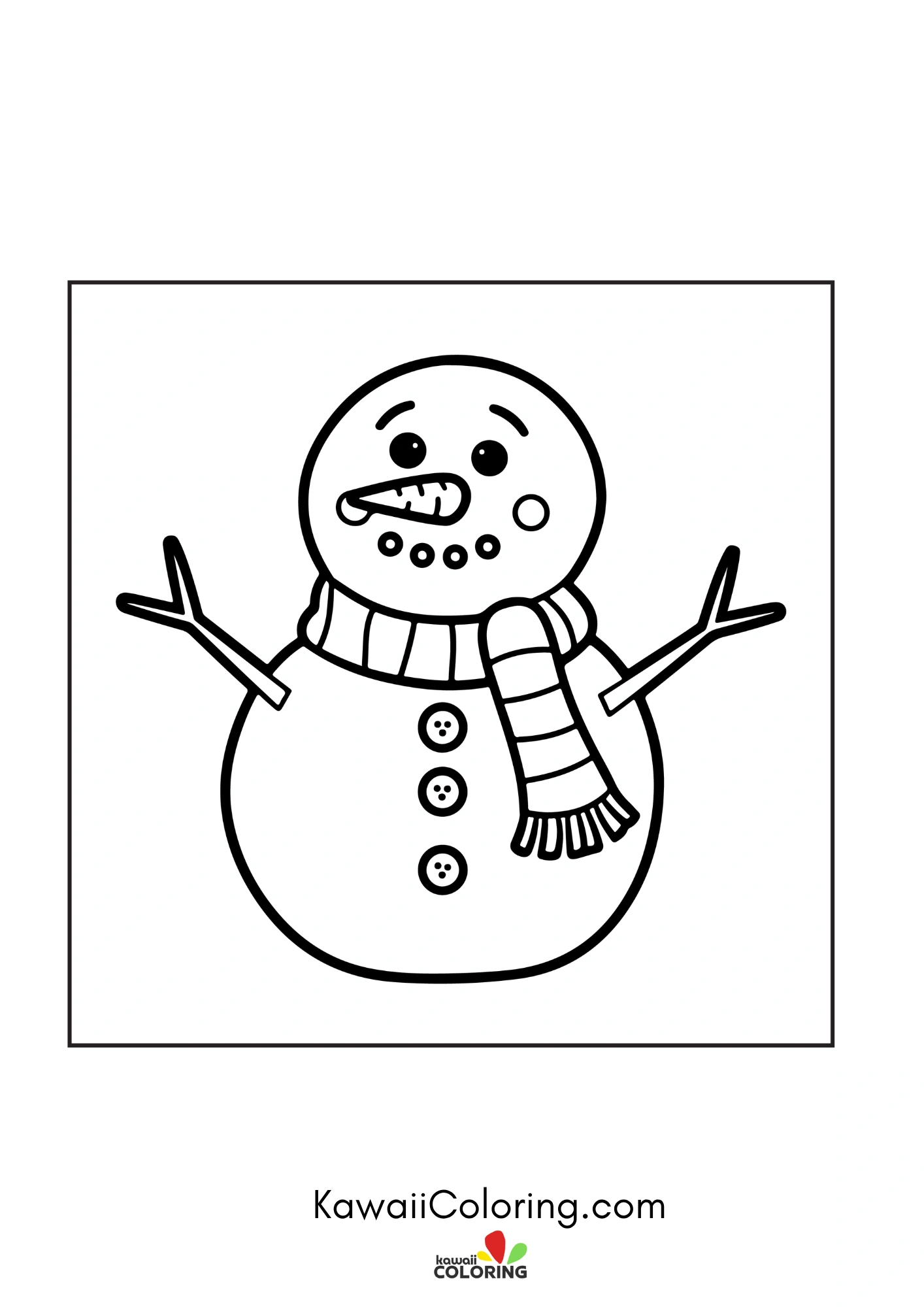 Kawaii snowy scene with cozy details