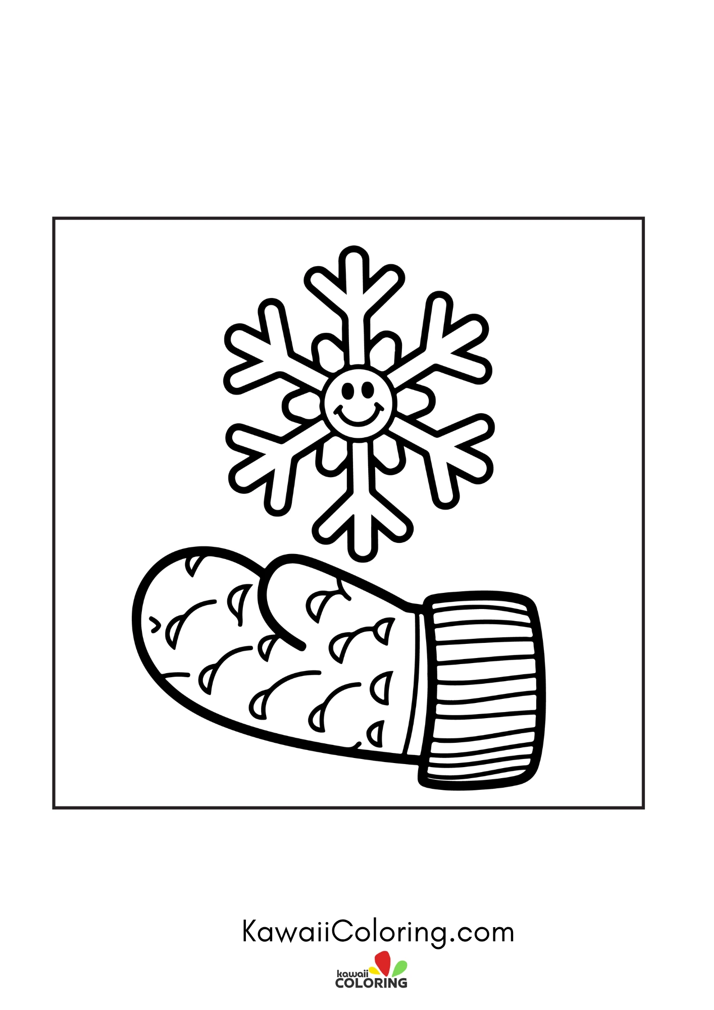 Kawaii snowy scene with cozy details