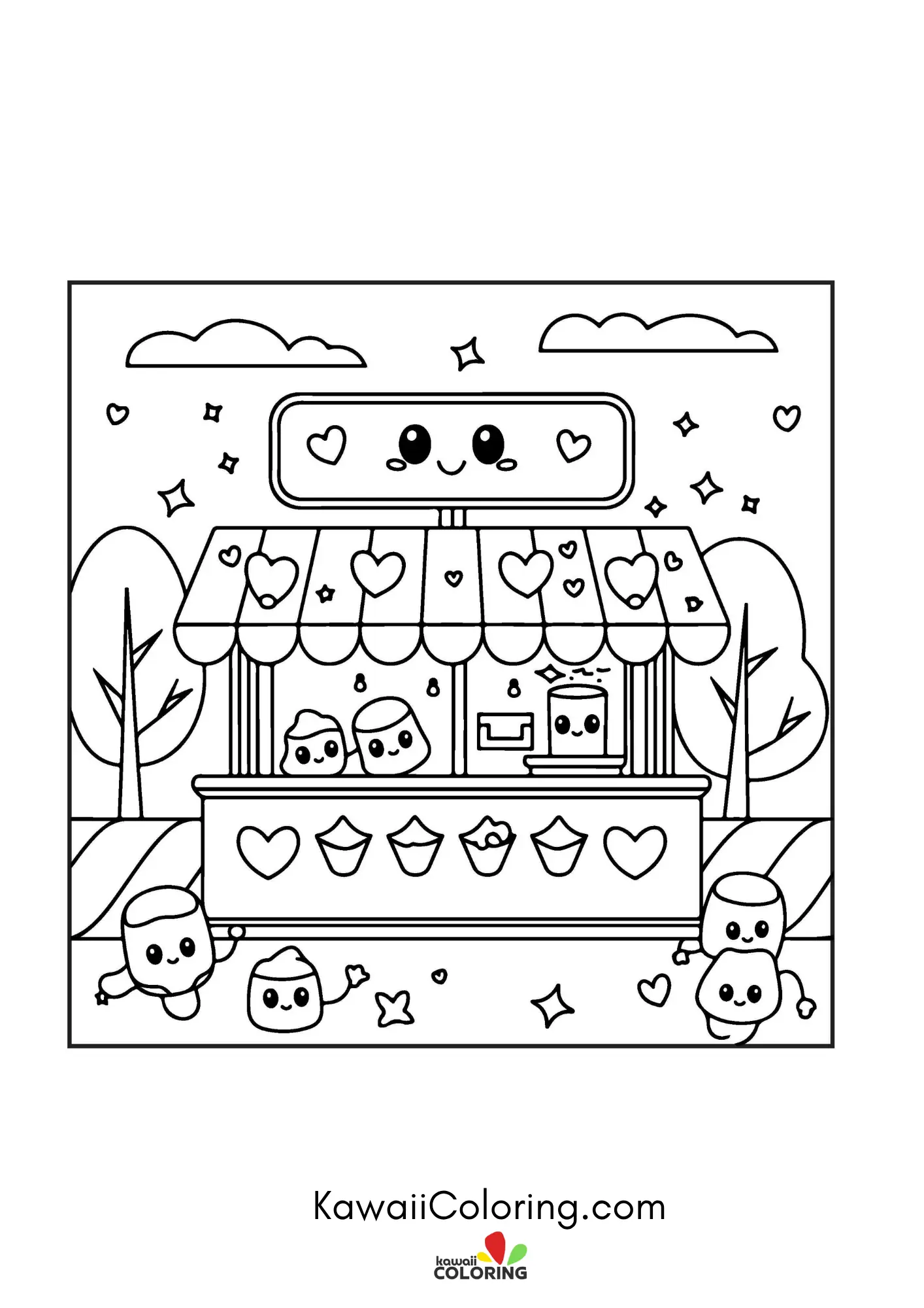 Smiling winter coloring page