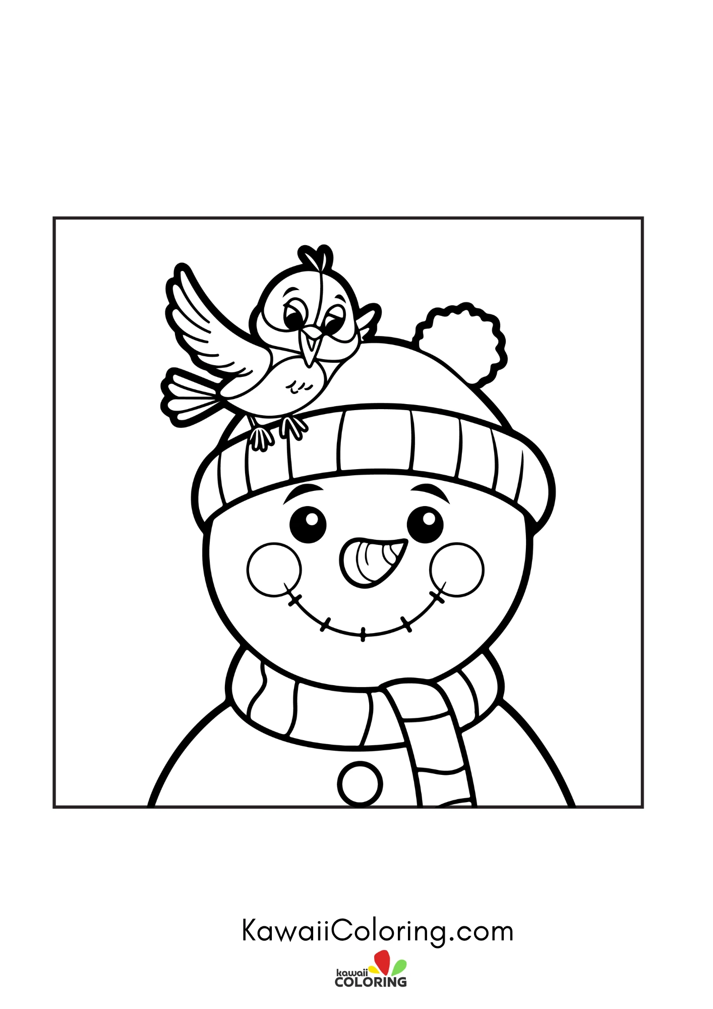 Smiling winter coloring page