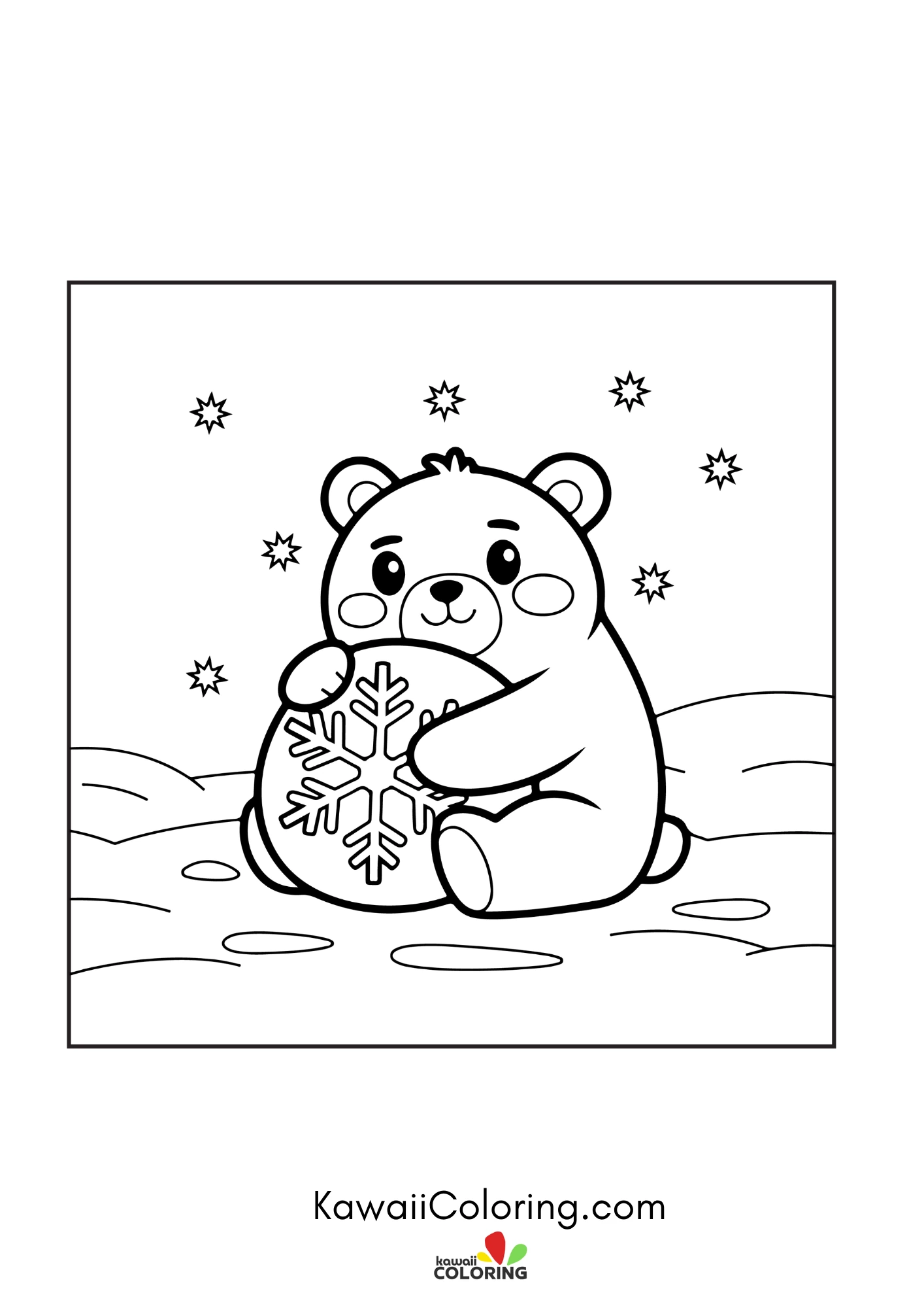 Smiling winter coloring page