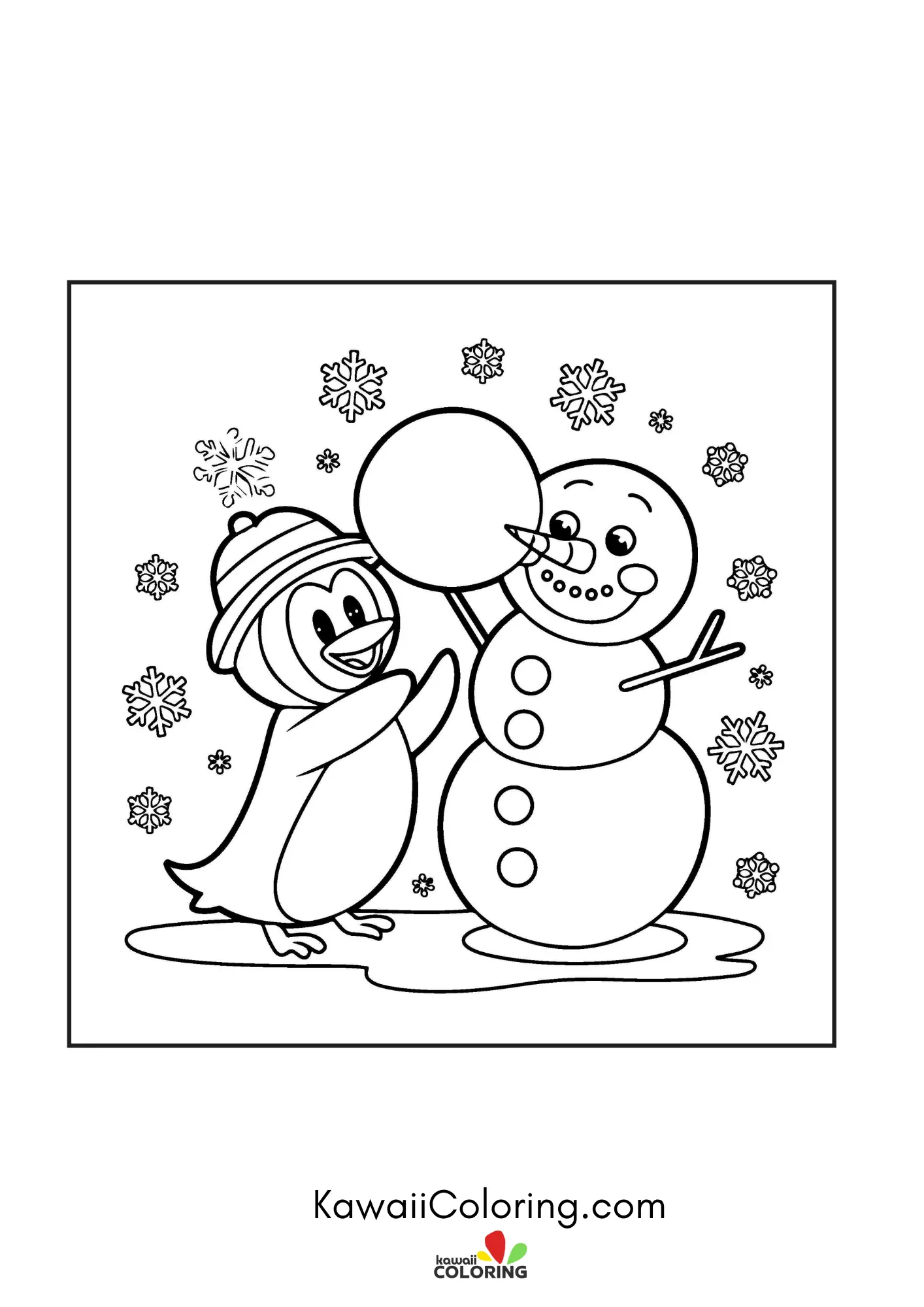 Cute winter character with snowflakes