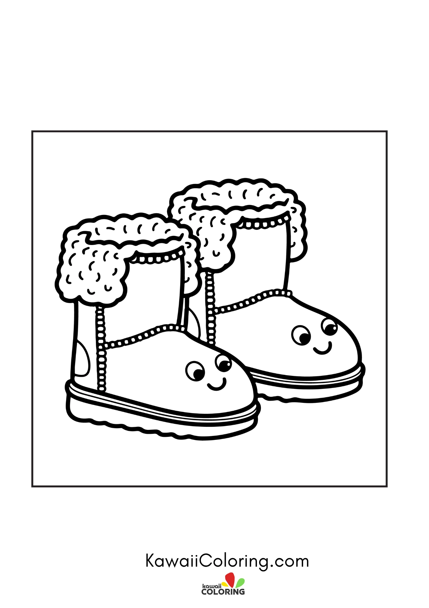 Kawaii snowy scene with cozy details
