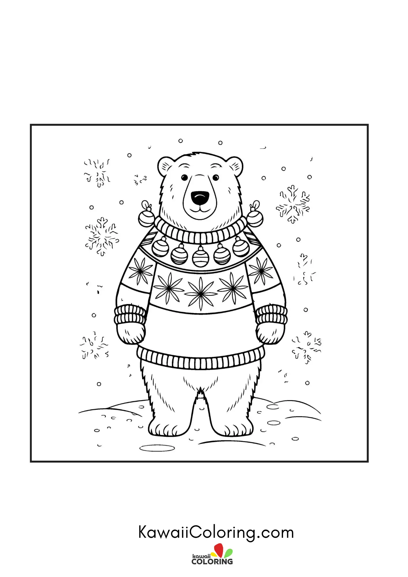 Cute winter character with snowflakes