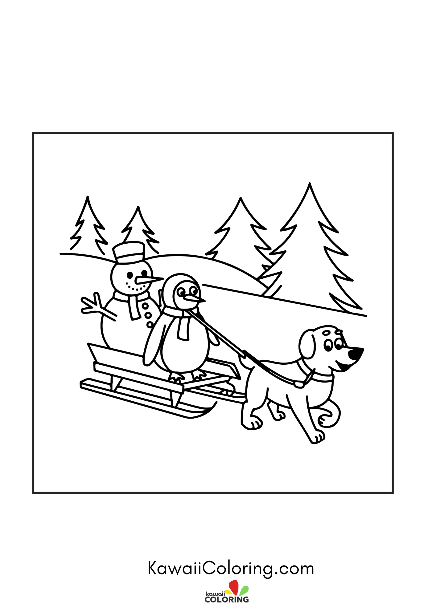 Cute winter character with snowflakes