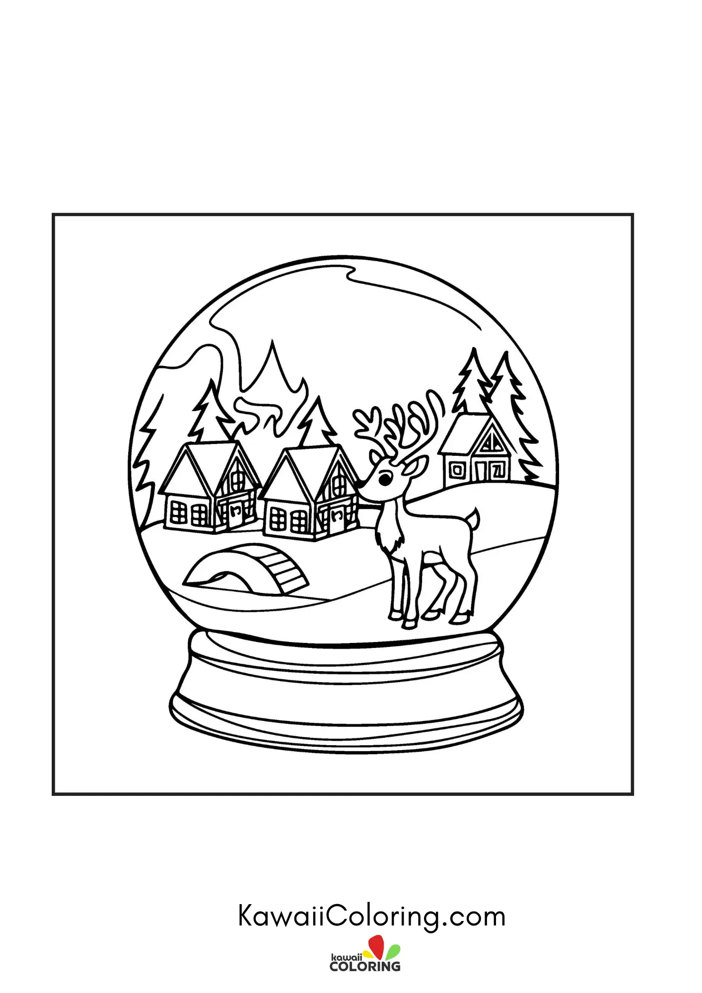 Kawaii snowy scene with cozy details