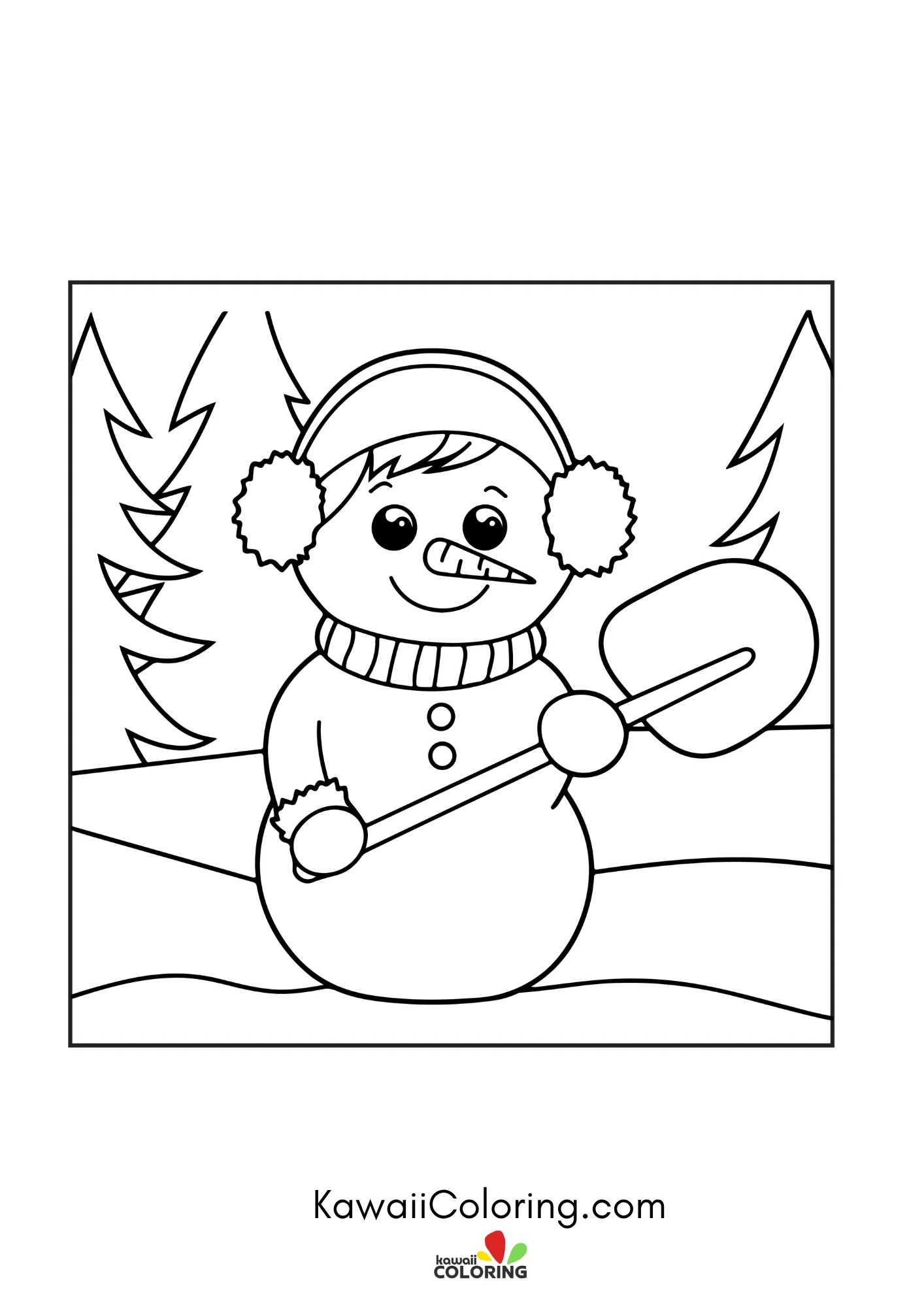 Smiling winter coloring page