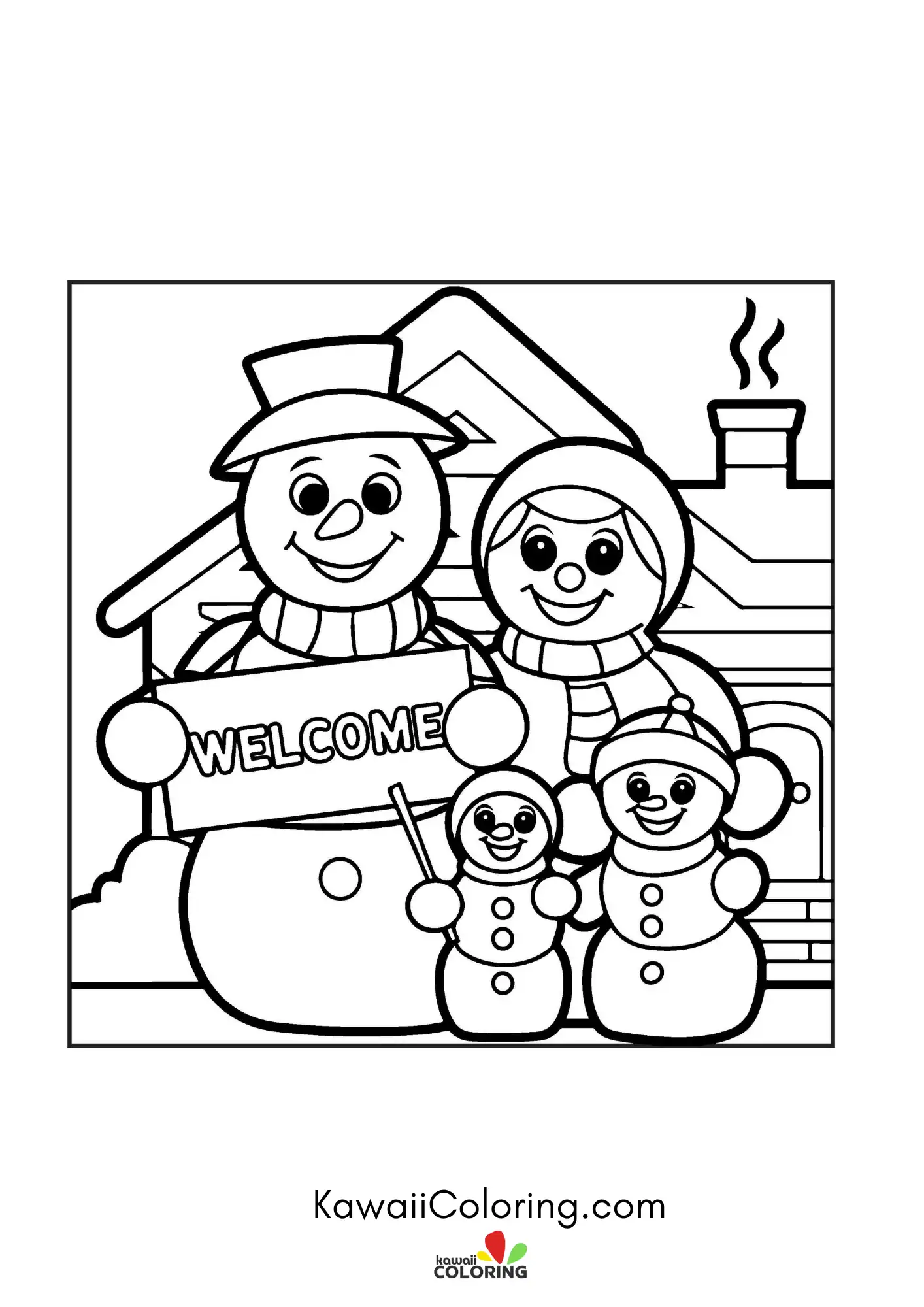 Cute winter character with snowflakes