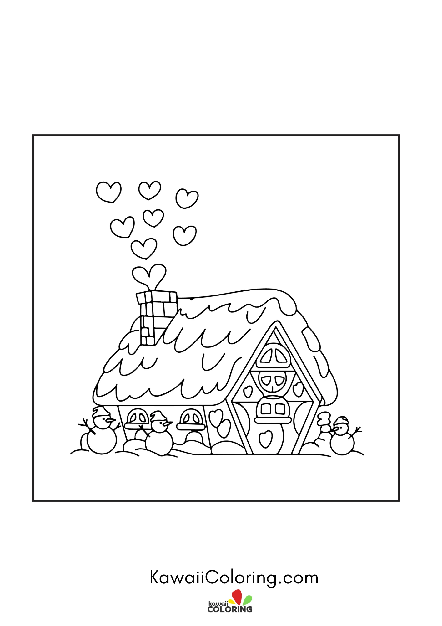 Kawaii snowy scene with cozy details